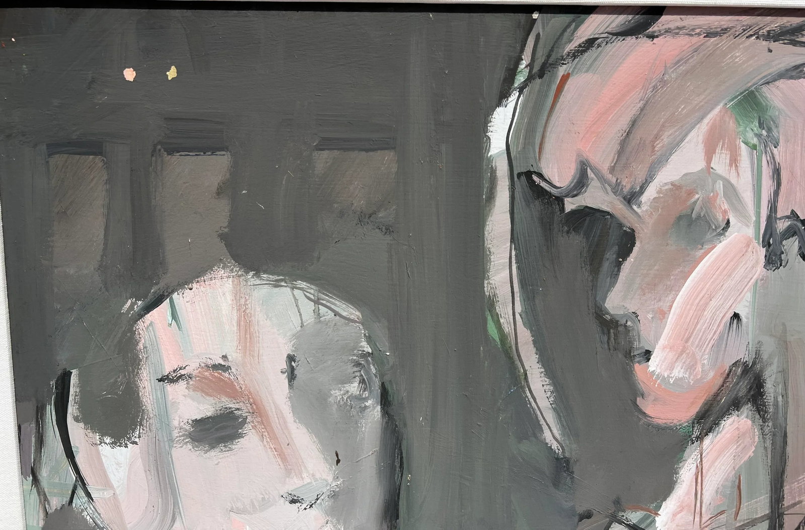 1980s Vintage Abstract Man & Woman Painting., Framed - 3