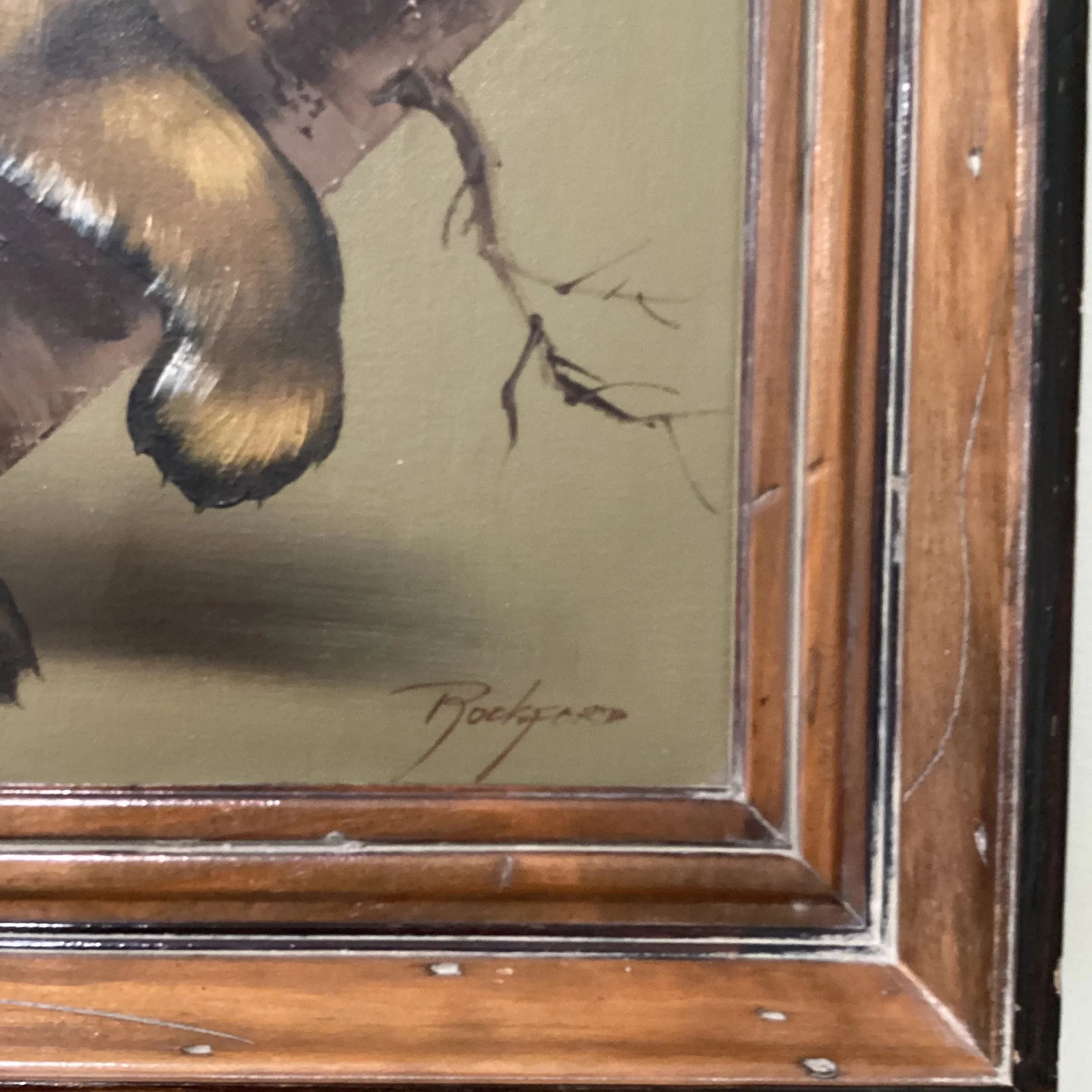 Vintage Lion Cub Portrait Oil Painting on Canvas by Rockford Framed - 7