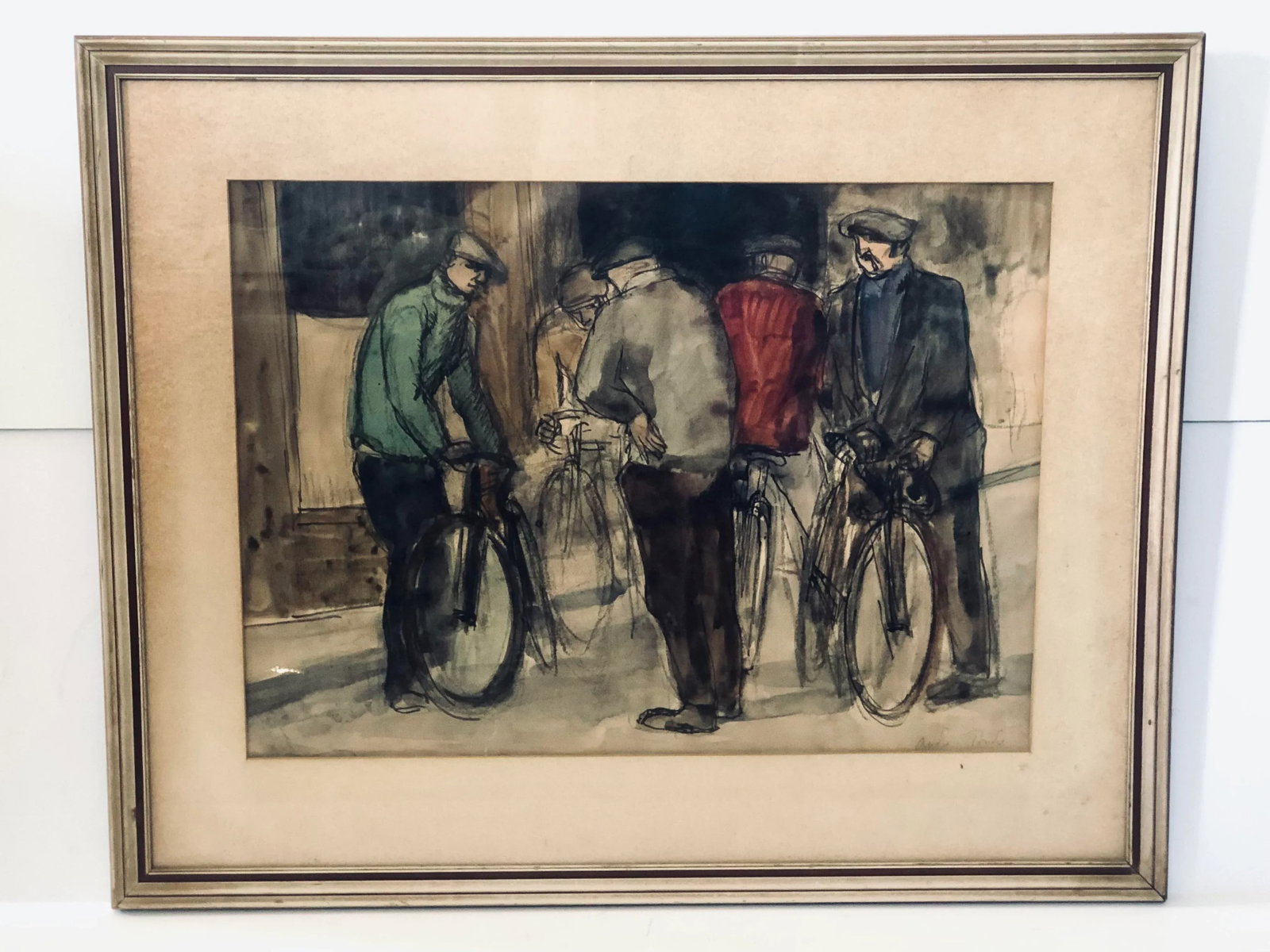 Andre Tondu. French 1903 - 1980. The Cyclist. Watercolor and Pen on Paper - 2