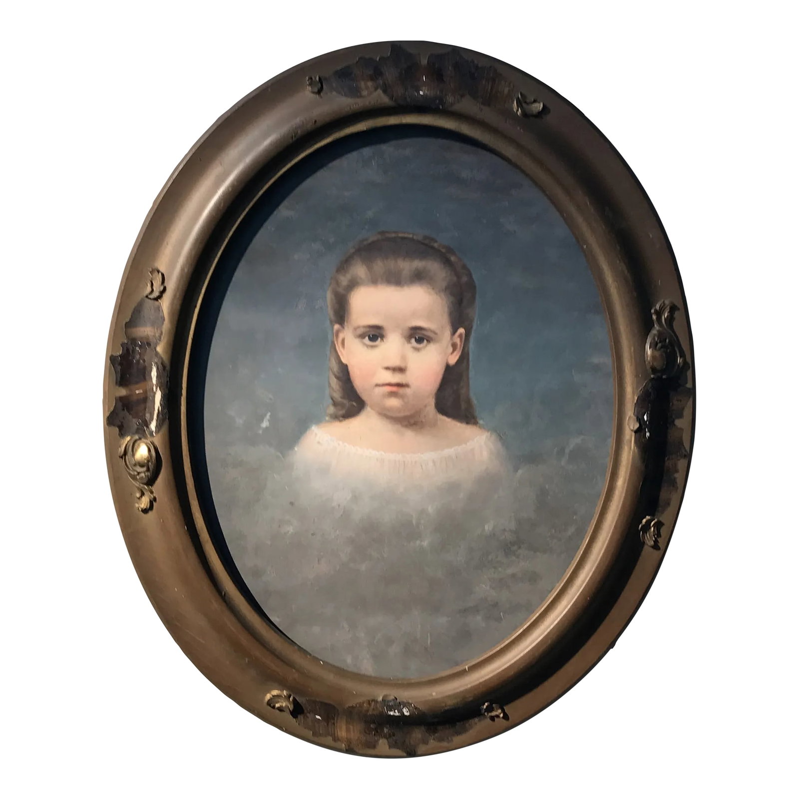 19th Century Continental School Style Portrait Painting of a Child, Framed: Lovely Decorative 19 Th. Century European Painting Portrait on Board, in the original wood frame, no glass. Un-signed. Dimensions: 17"H x 14"W x 1"D Condition: Alterations: Original Condition