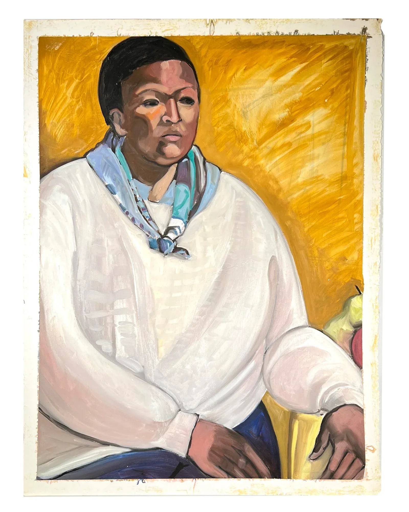 Woman With Scarf, Post-Impressionism Style Female Portrait Painting, Late-20th Century - 7