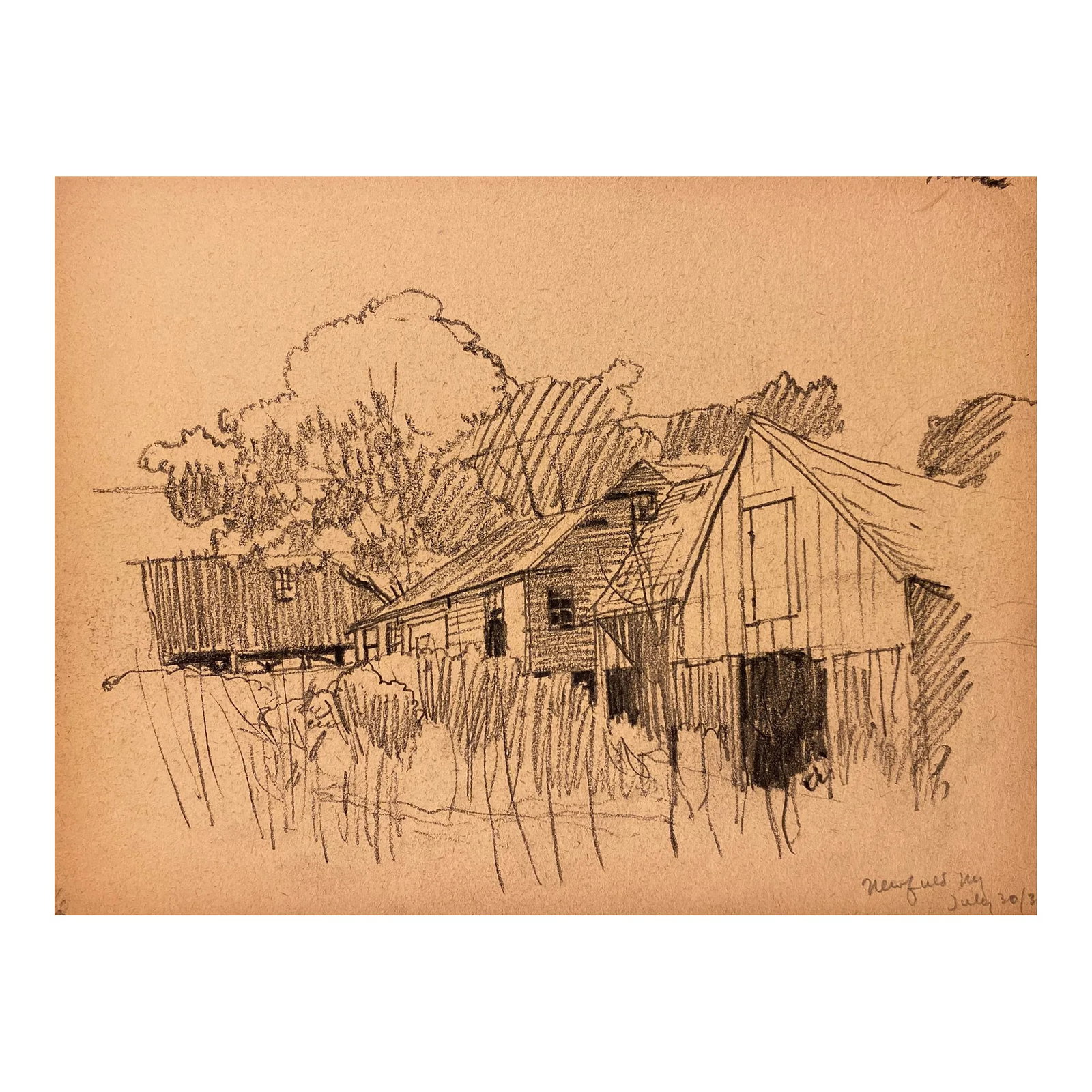 1931 Norman Kent Newfield New York Landscape: Born in Pittsburgh, American artist Norman Kent (1903 - 1972) attended the Rochester Institute and trained at the Art Students League in New York under Leftwich Dodge. He learned the art of the