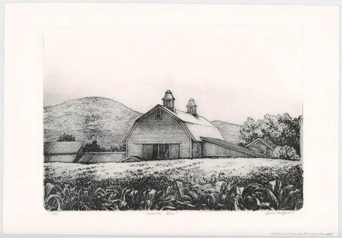 1990s Sheila McGowan Barn County Etching - 2