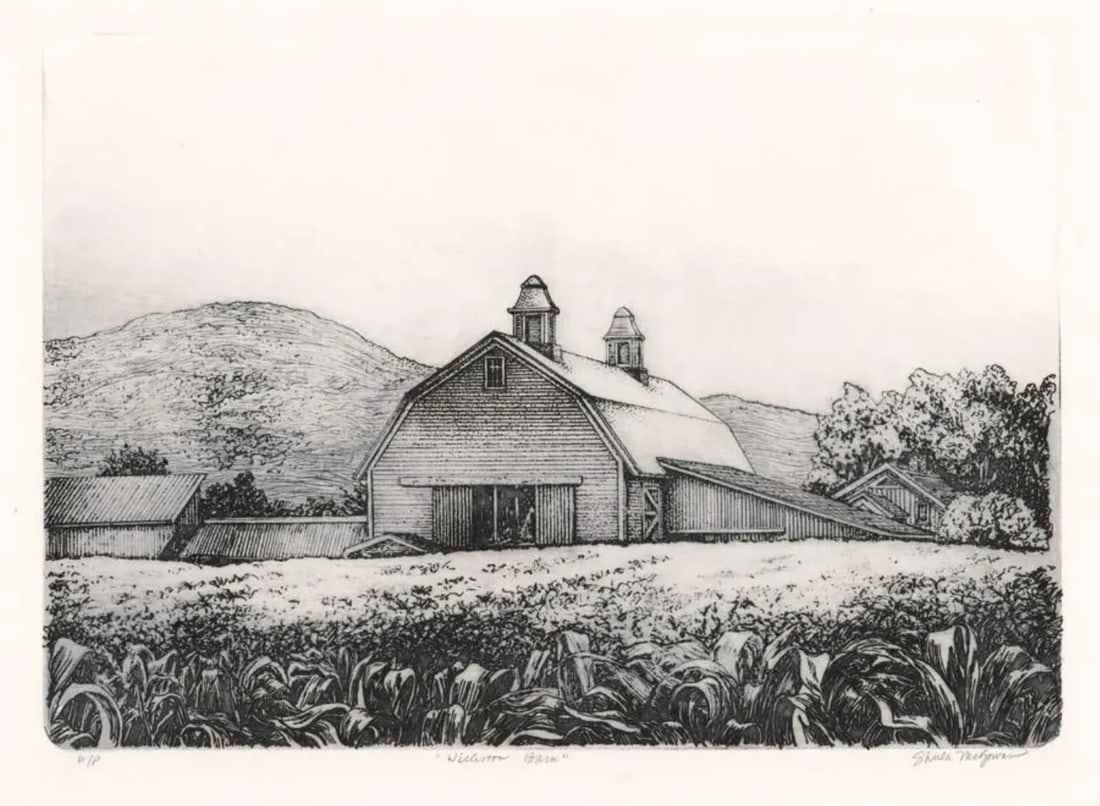 1990s Sheila McGowan Barn County Etching - 3