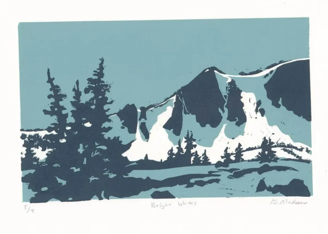 Gennie Madsen Bright Whites Mountain Relief Print - 3