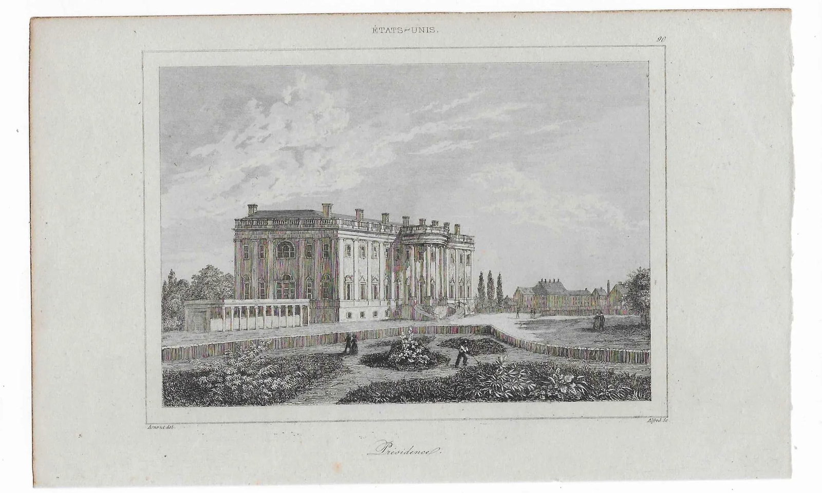 Antique French Engraving of the White House - 2