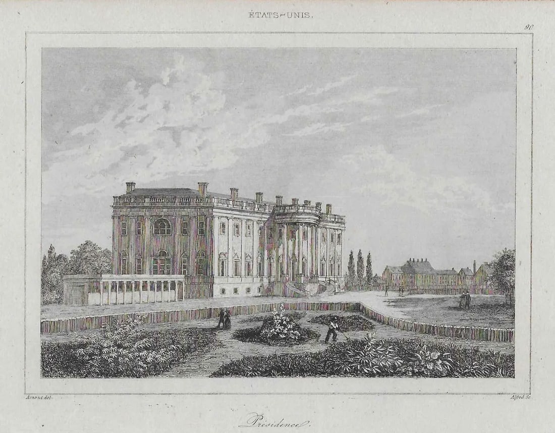 Antique French Engraving of the White House - 3