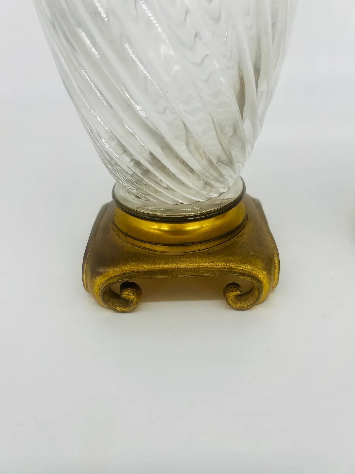 Pair, 19th Century Baccarat Swirl Pattern Bronze Ormolu Mounted Crystal Vases - 3