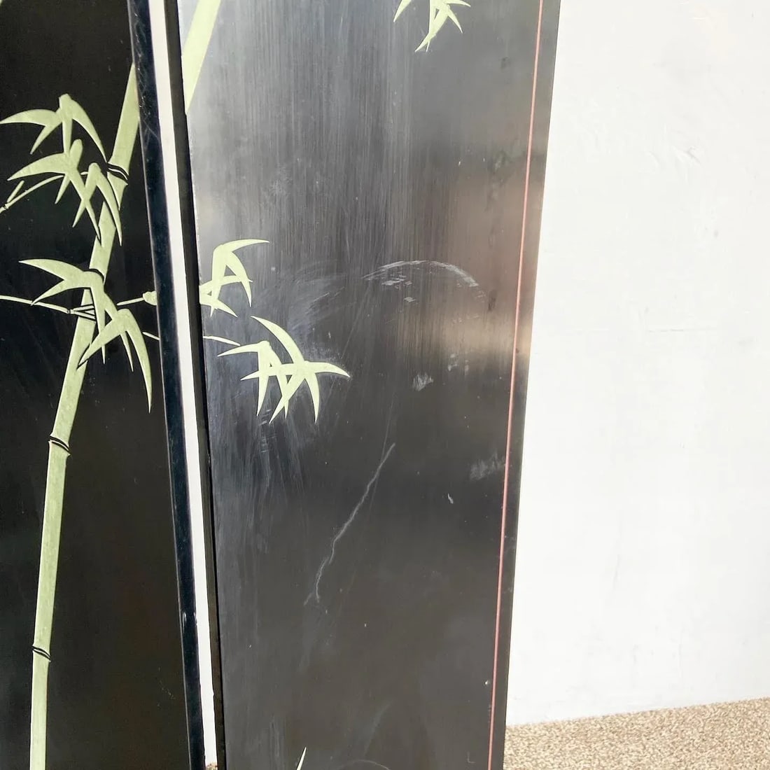 Chinese Hand Carved and Painted Room Divider - 3 Panels - 3