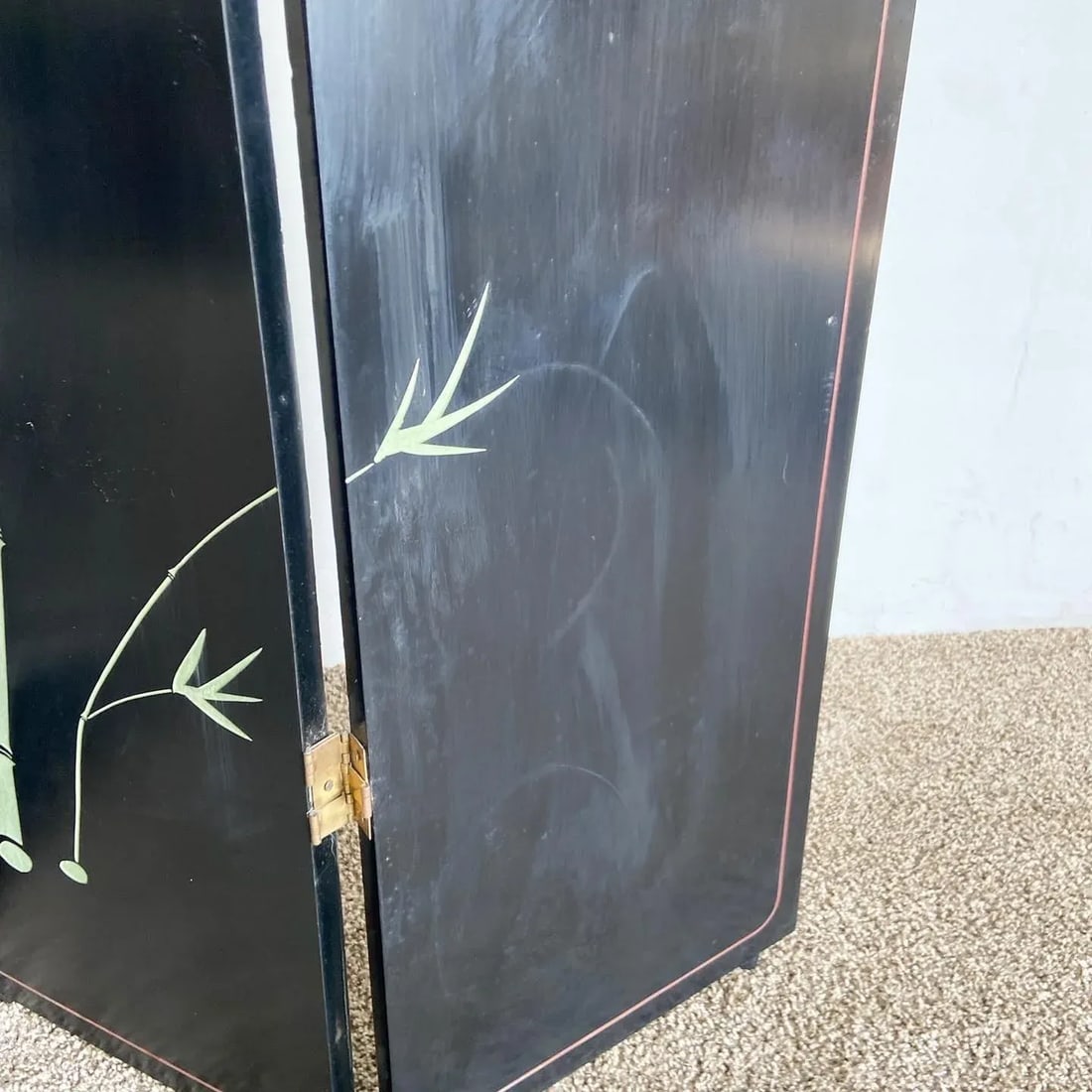 Chinese Hand Carved and Painted Room Divider - 3 Panels - 4