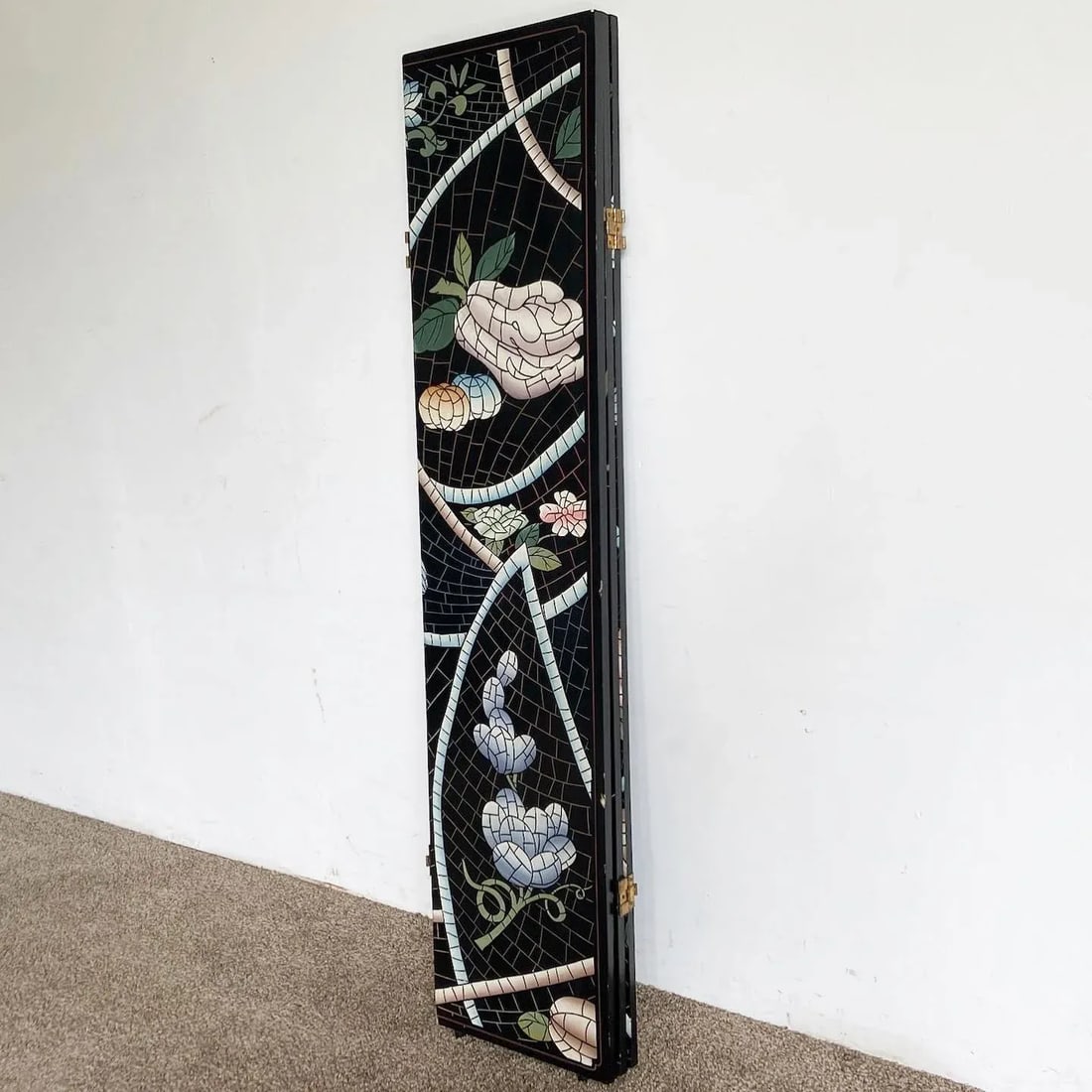 Chinese Hand Carved and Painted Room Divider - 3 Panels - 5