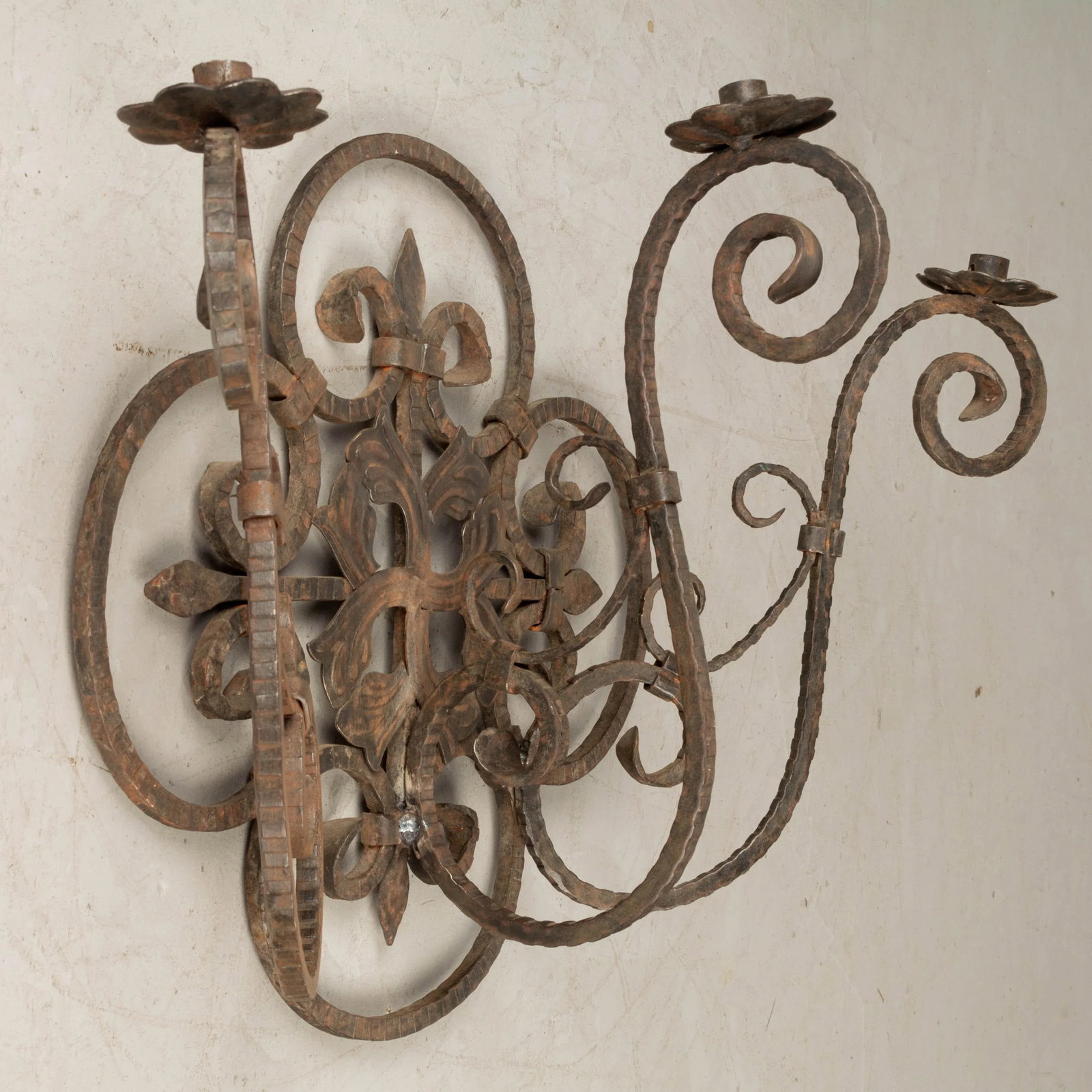 French Art Deco Wrought Iron Sconces Pair - 2