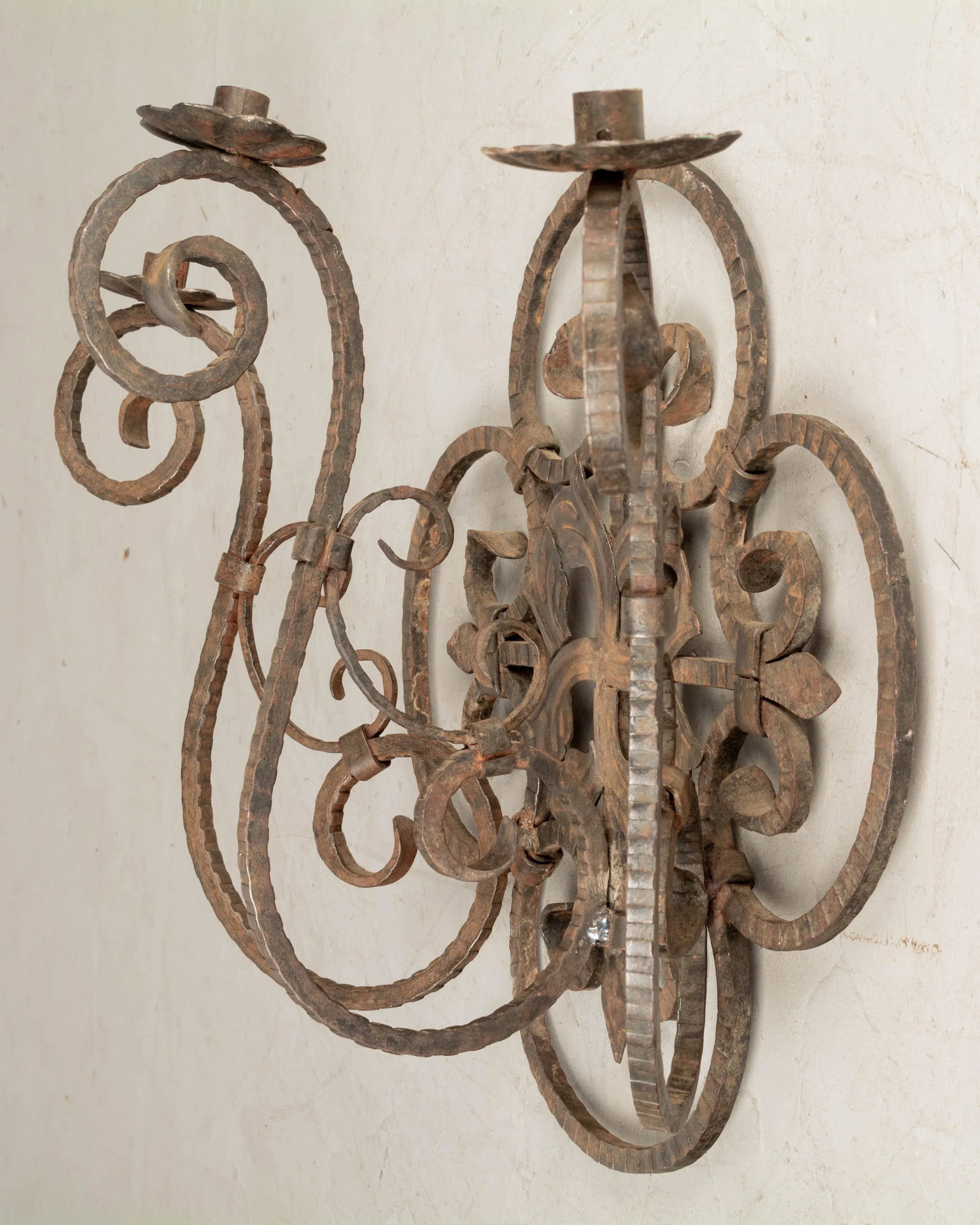French Art Deco Wrought Iron Sconces Pair - 3