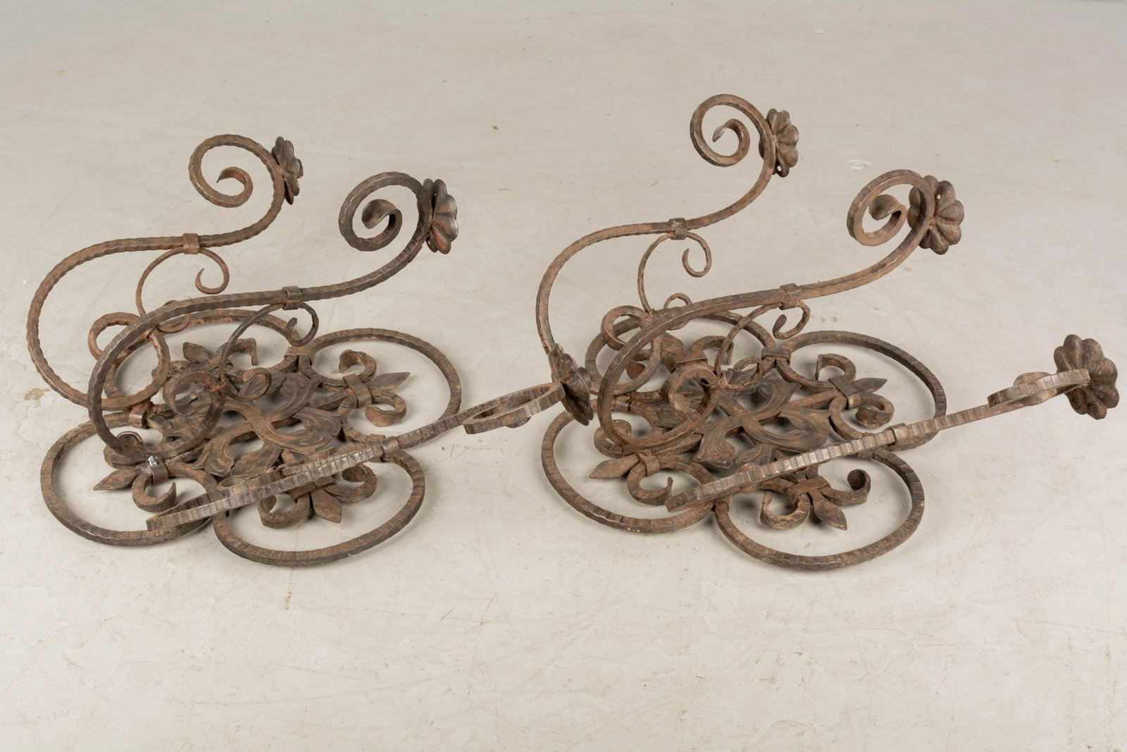 French Art Deco Wrought Iron Sconces Pair - 5