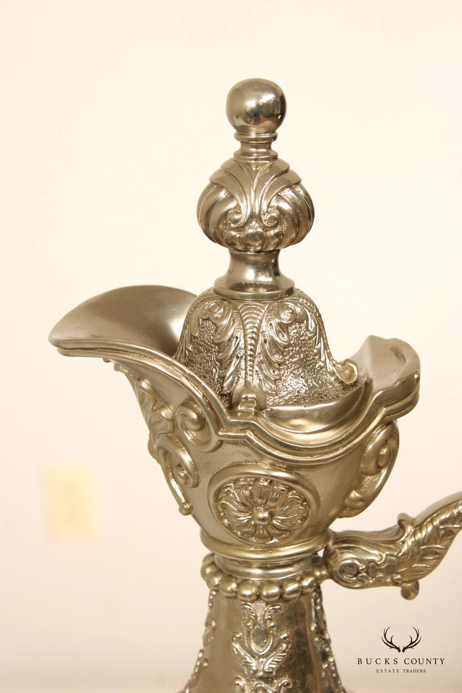 Maitland Smith Victorian Style Cut Crystal Silver Plated Ewer Pitcher - 6