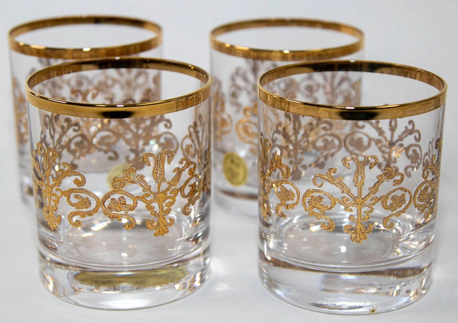 Murano Alfa & Omega Crystal Drinking Glasses Set of 10 Luxury Barware 24 Kt Gold - 4
