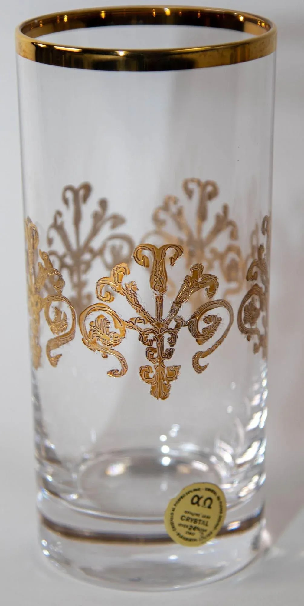 Murano Alfa & Omega Crystal Drinking Glasses Set of 10 Luxury Barware 24 Kt Gold - 5