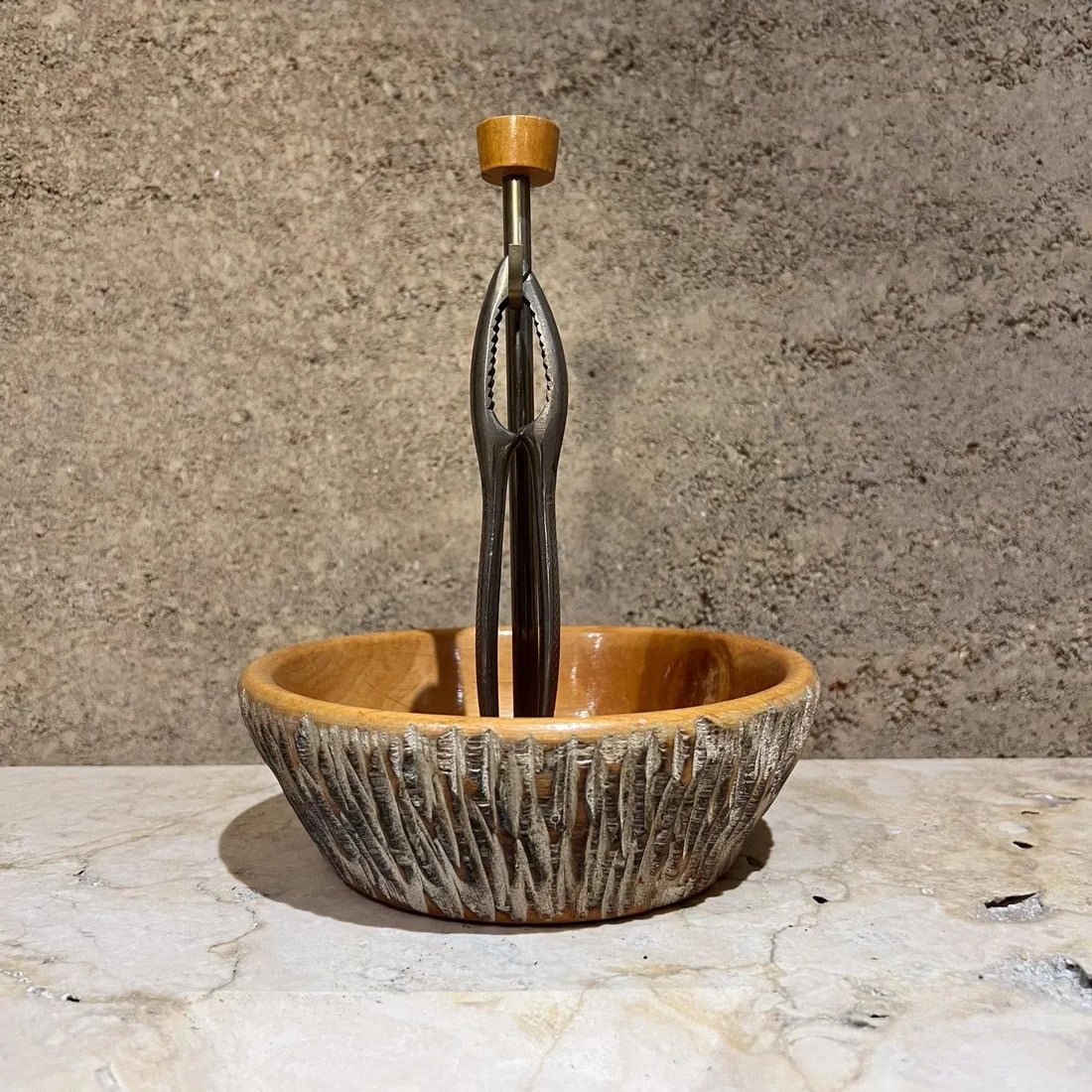 1960s Aldo Tura Carved Wood Bowl and Nutcracker Macabo Italy - 11