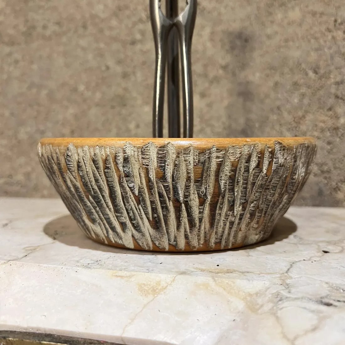 1960s Aldo Tura Carved Wood Bowl and Nutcracker Macabo Italy - 7