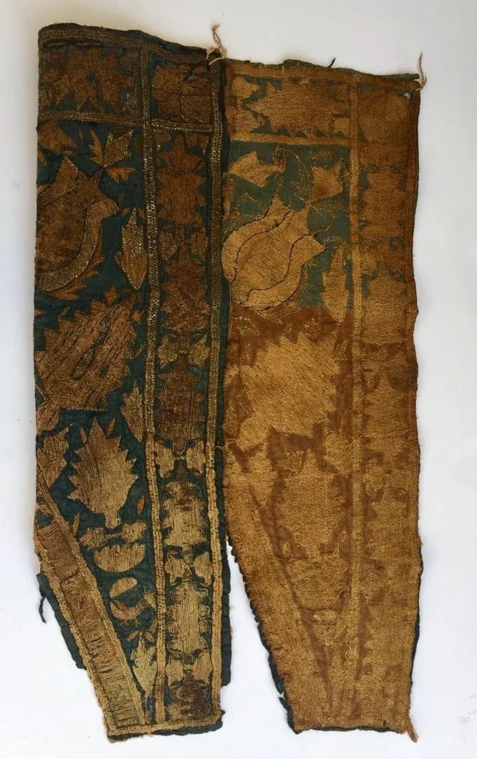 19th C. Islamic Textile Ottoman Empire Silver Metallic Threads Antique Fragment - 9