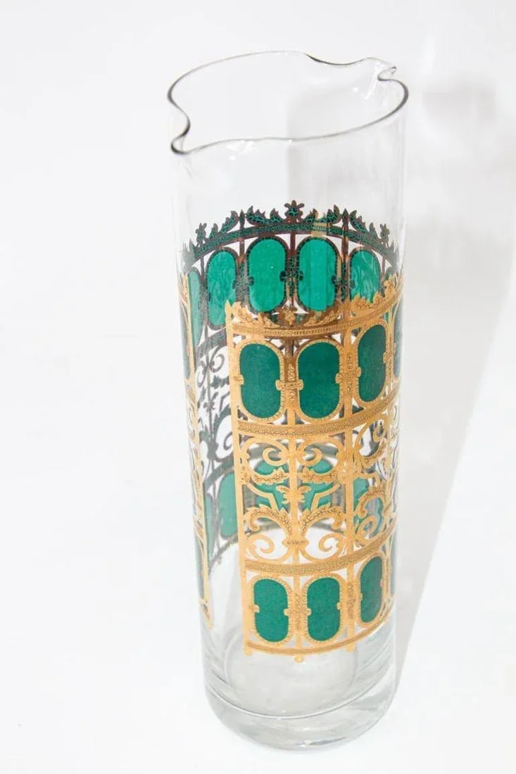 1960s Culver Ltd Barware Cocktail Martini Pitcher Valencia Pattern 22 K. Gold - 10