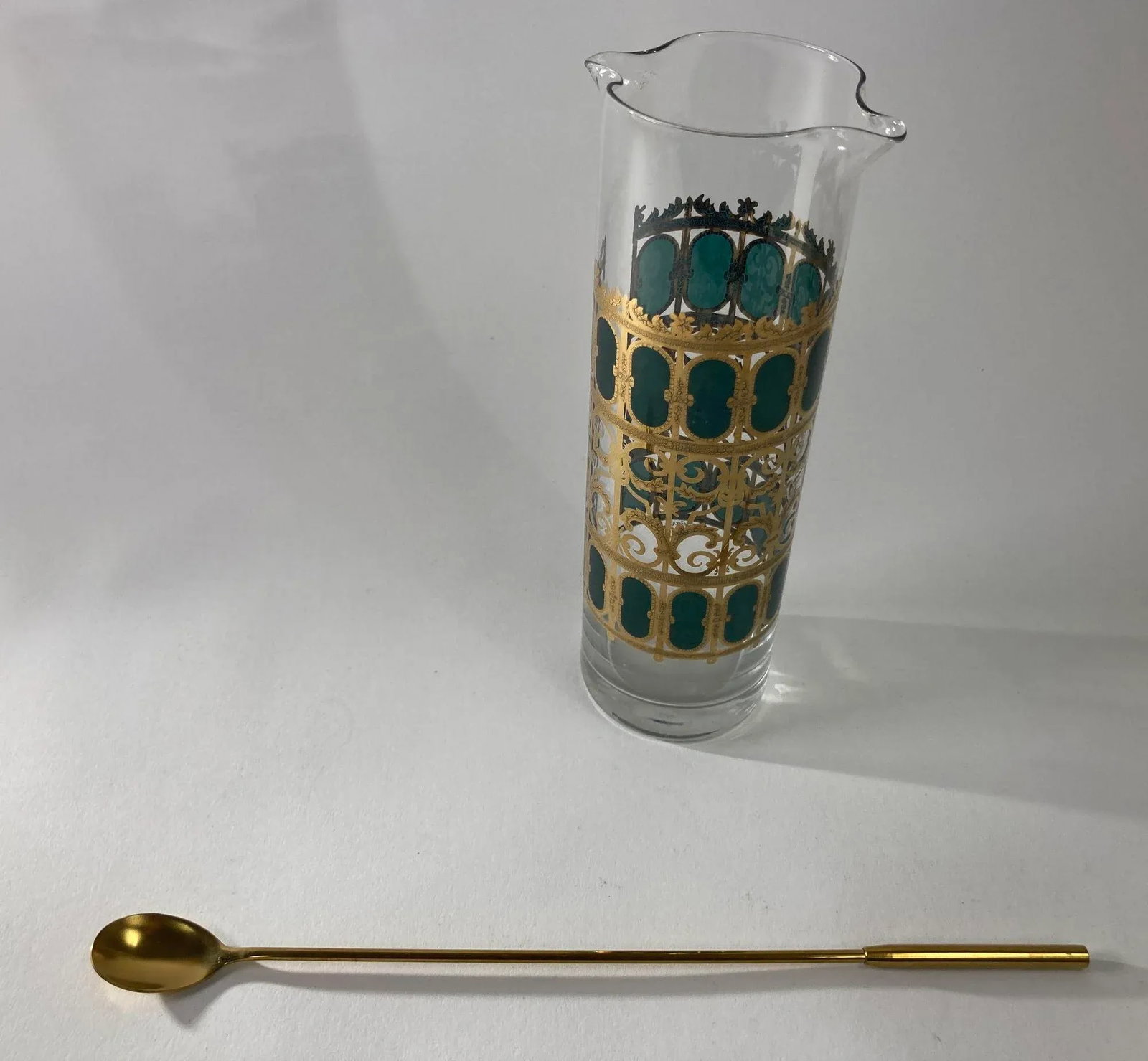 1960s Culver Ltd Barware Cocktail Martini Pitcher Valencia Pattern 22 K. Gold - 11
