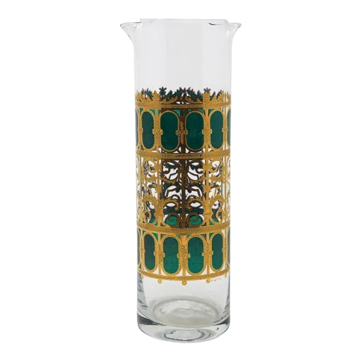 1960s Culver Ltd Barware Cocktail Martini Pitcher Valencia Pattern 22 K. Gold (1 of 12)