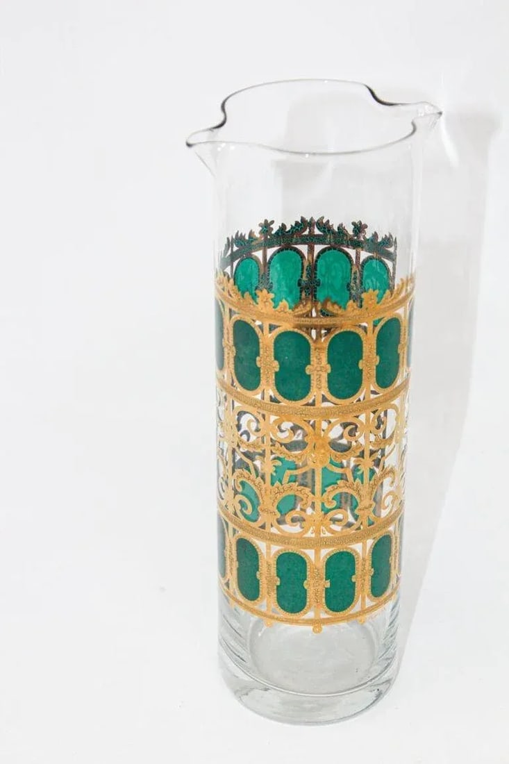 1960s Culver Ltd Barware Cocktail Martini Pitcher Valencia Pattern 22 K. Gold - 2