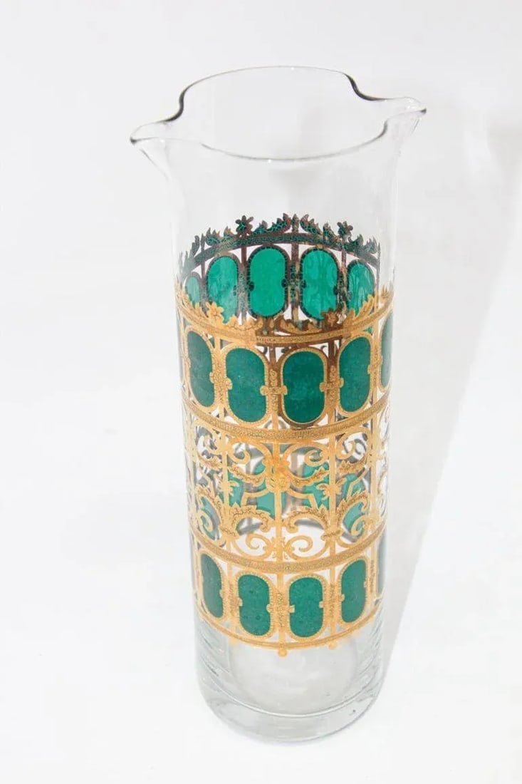 1960s Culver Ltd Barware Cocktail Martini Pitcher Valencia Pattern 22 K. Gold - 8