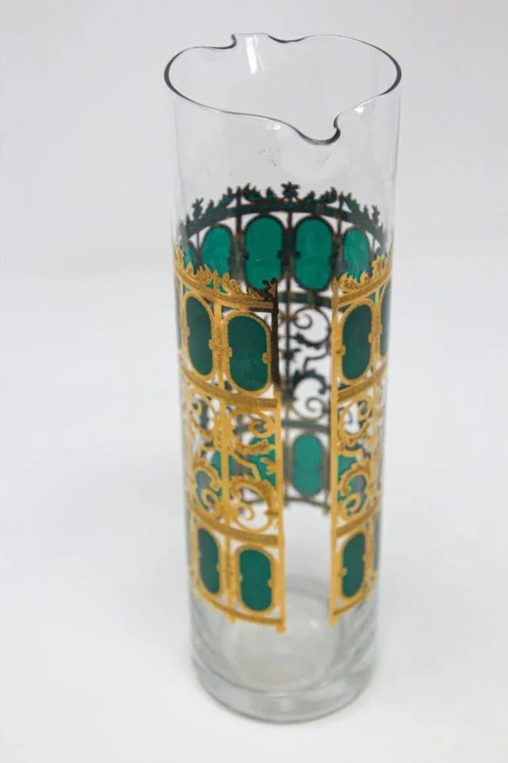 1960s Culver Ltd Barware Cocktail Martini Pitcher Valencia Pattern 22 K. Gold - 9
