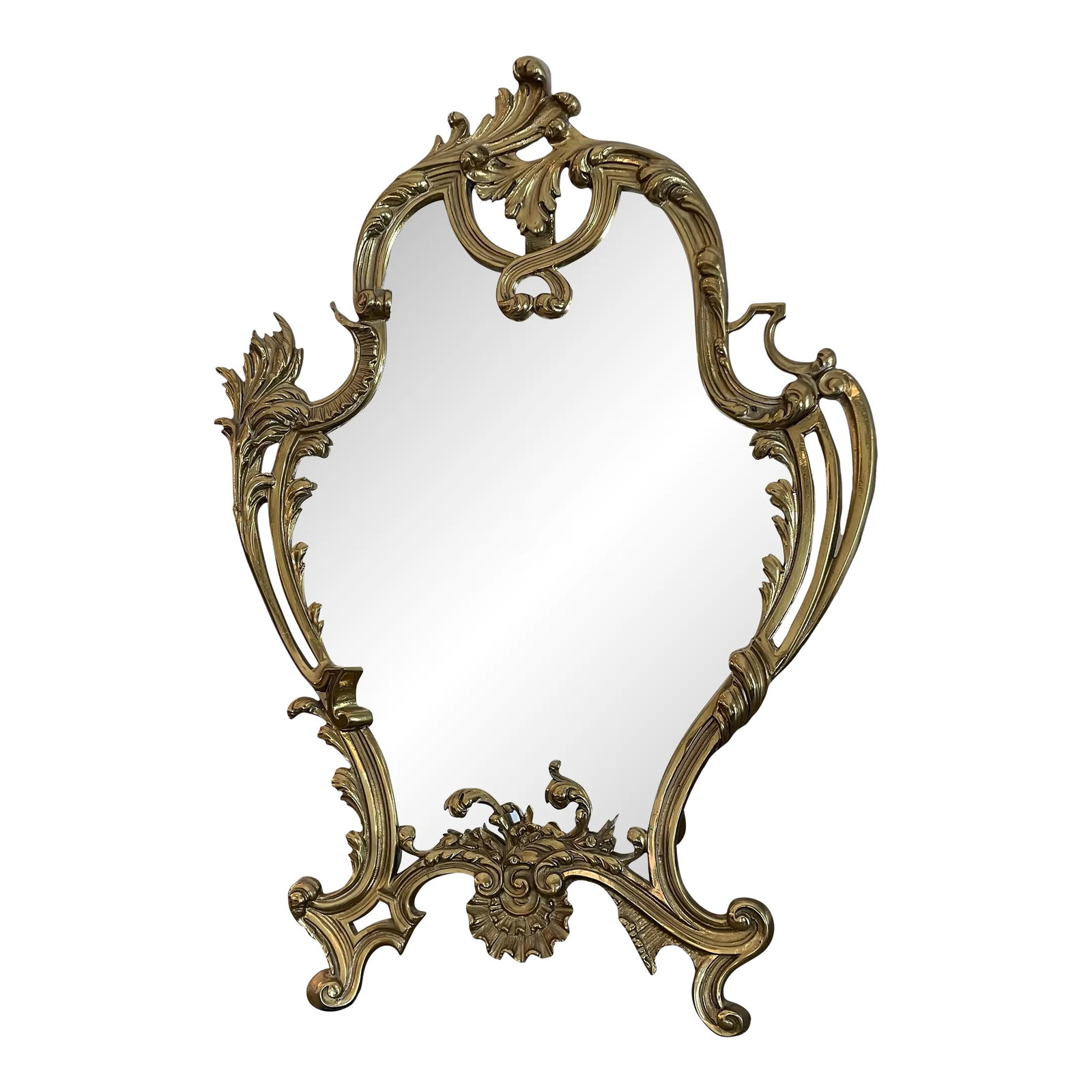 18th Century Brass Table Mirror: Louis XIV style brass table mirror can add glamour and beauty to any room, a classic or even a contemporary decor would embrace this lovely decorative object. I bought it at a small antique store in