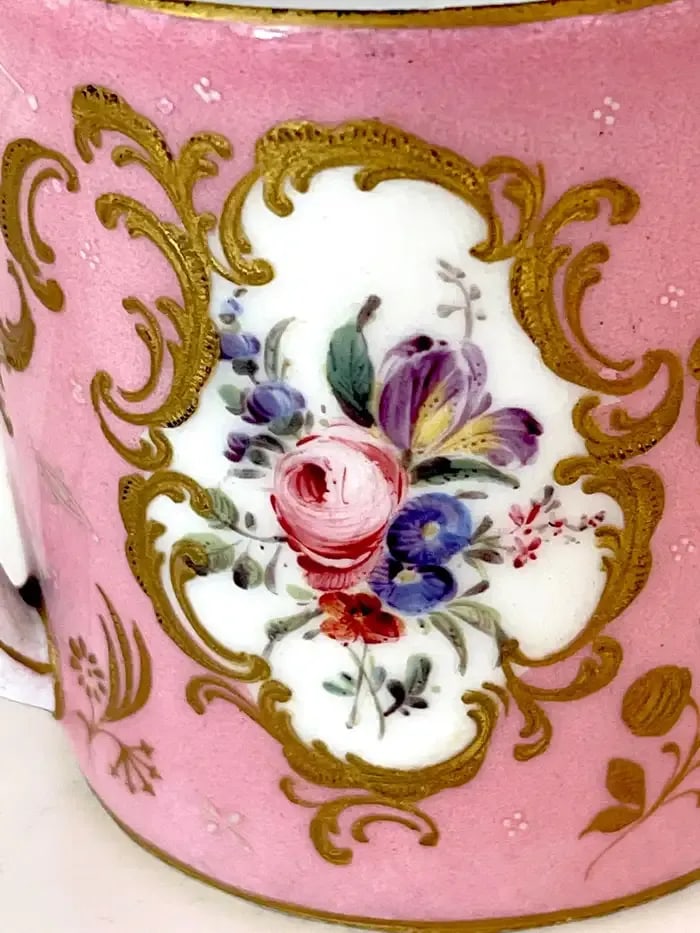 18th C. English Rocco Battersea & Porcelain Companion Cup & Saucer - 10