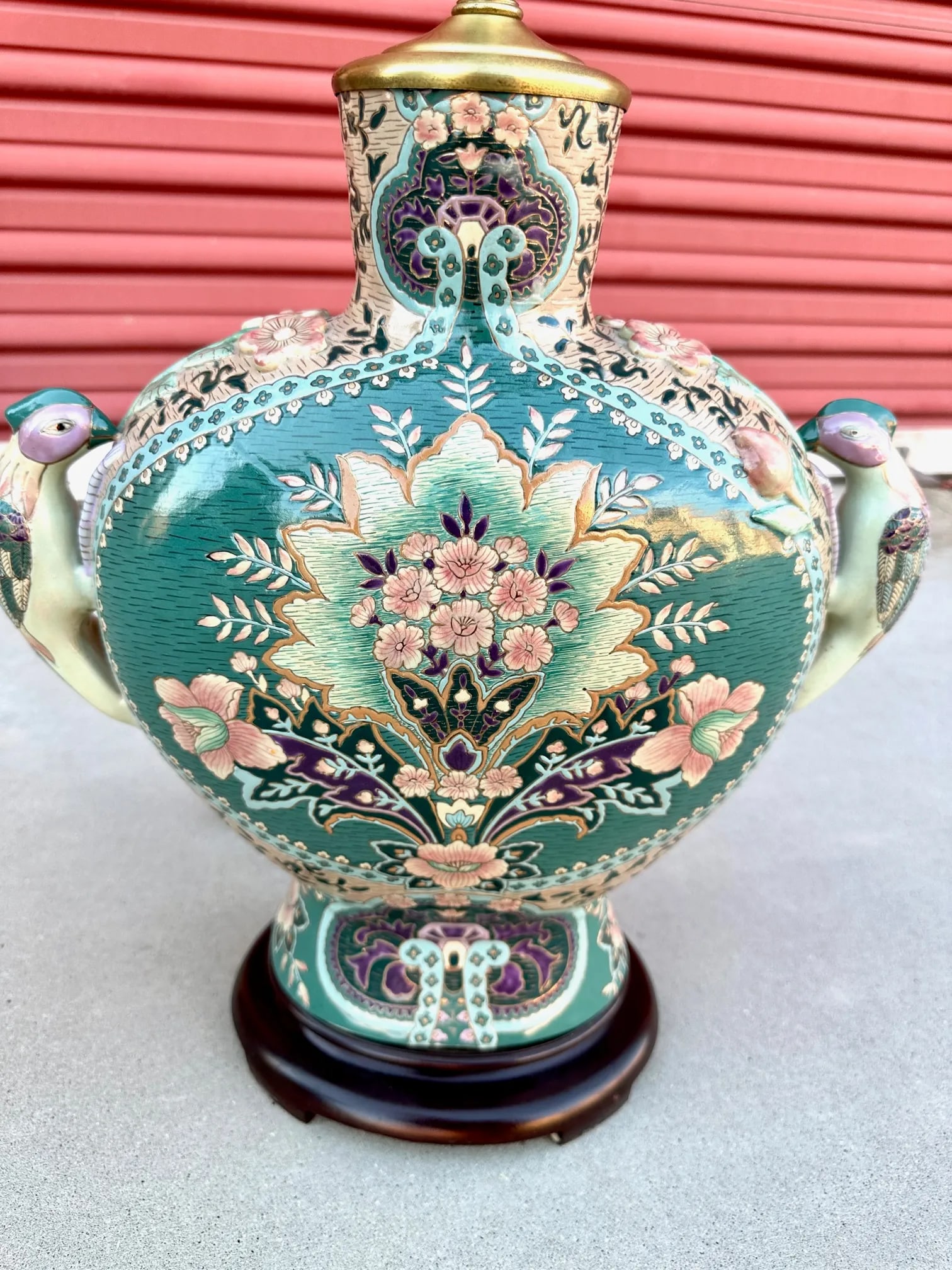 Antique Chinese Porcelain Table Lamp W/Floral-Bird Motif - 3