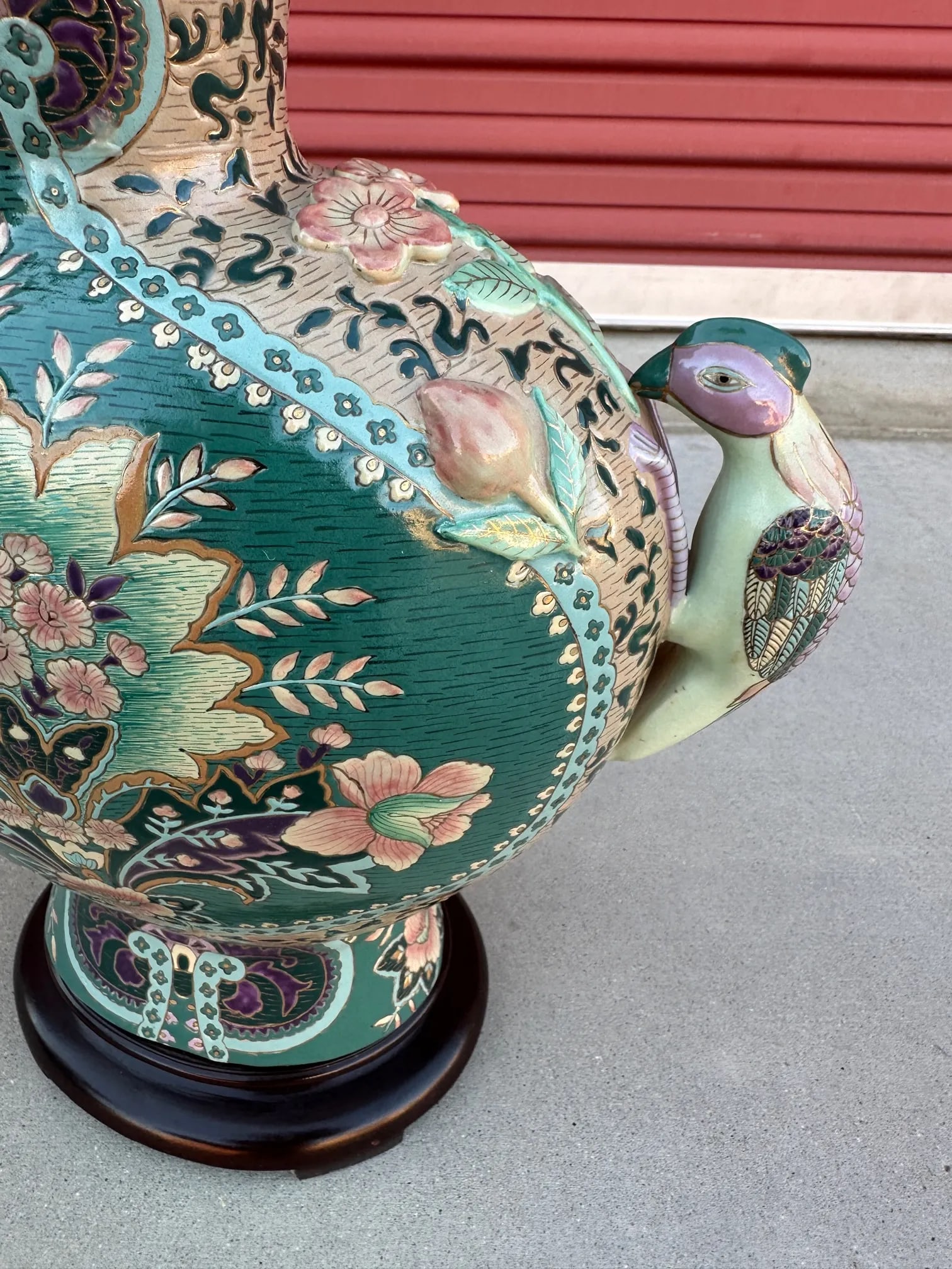 Antique Chinese Porcelain Table Lamp W/Floral-Bird Motif - 4