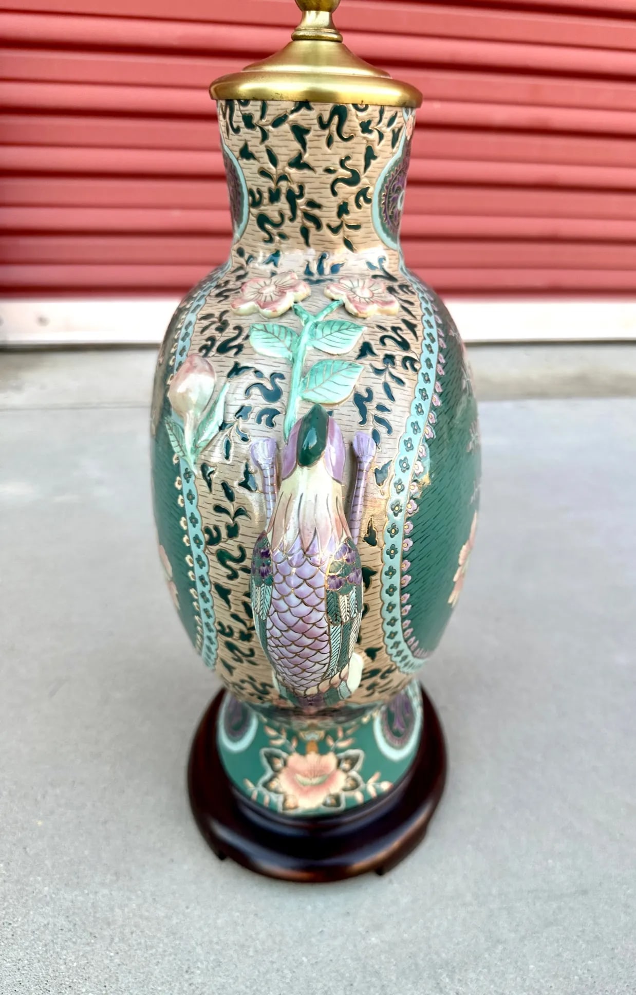 Antique Chinese Porcelain Table Lamp W/Floral-Bird Motif - 5