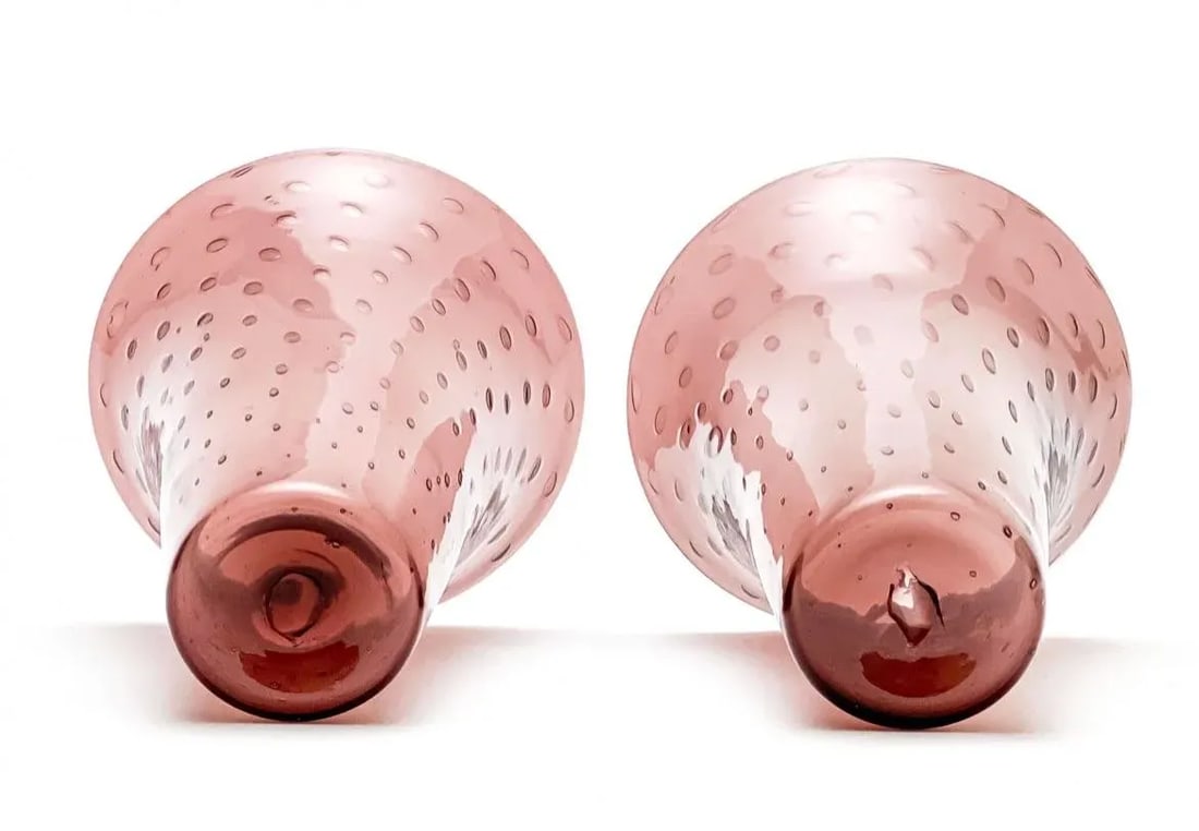 Pair of Italian Soffiato Glass Vases, Circa 1930 - 5