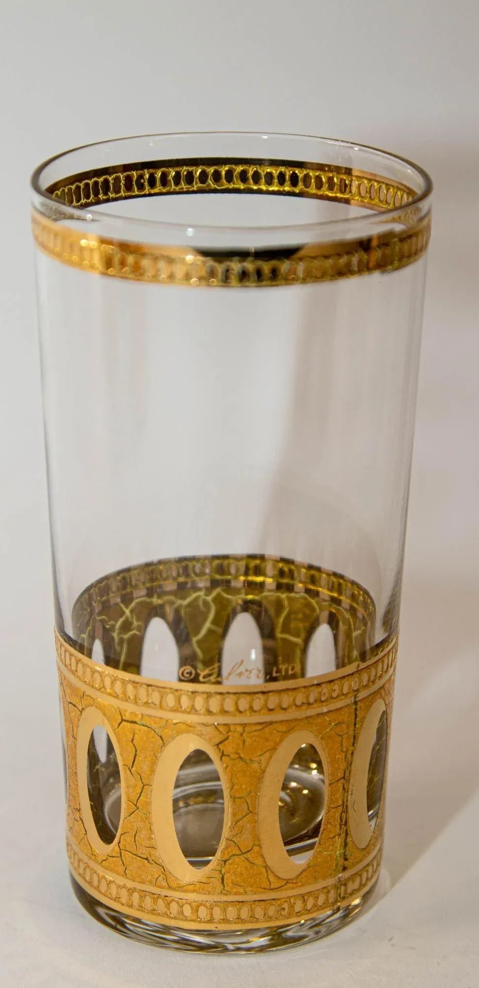 1950 Set of 8 Vintage Culver Ltd Highball Glasses With 22-Karat Gold Antigua - 8