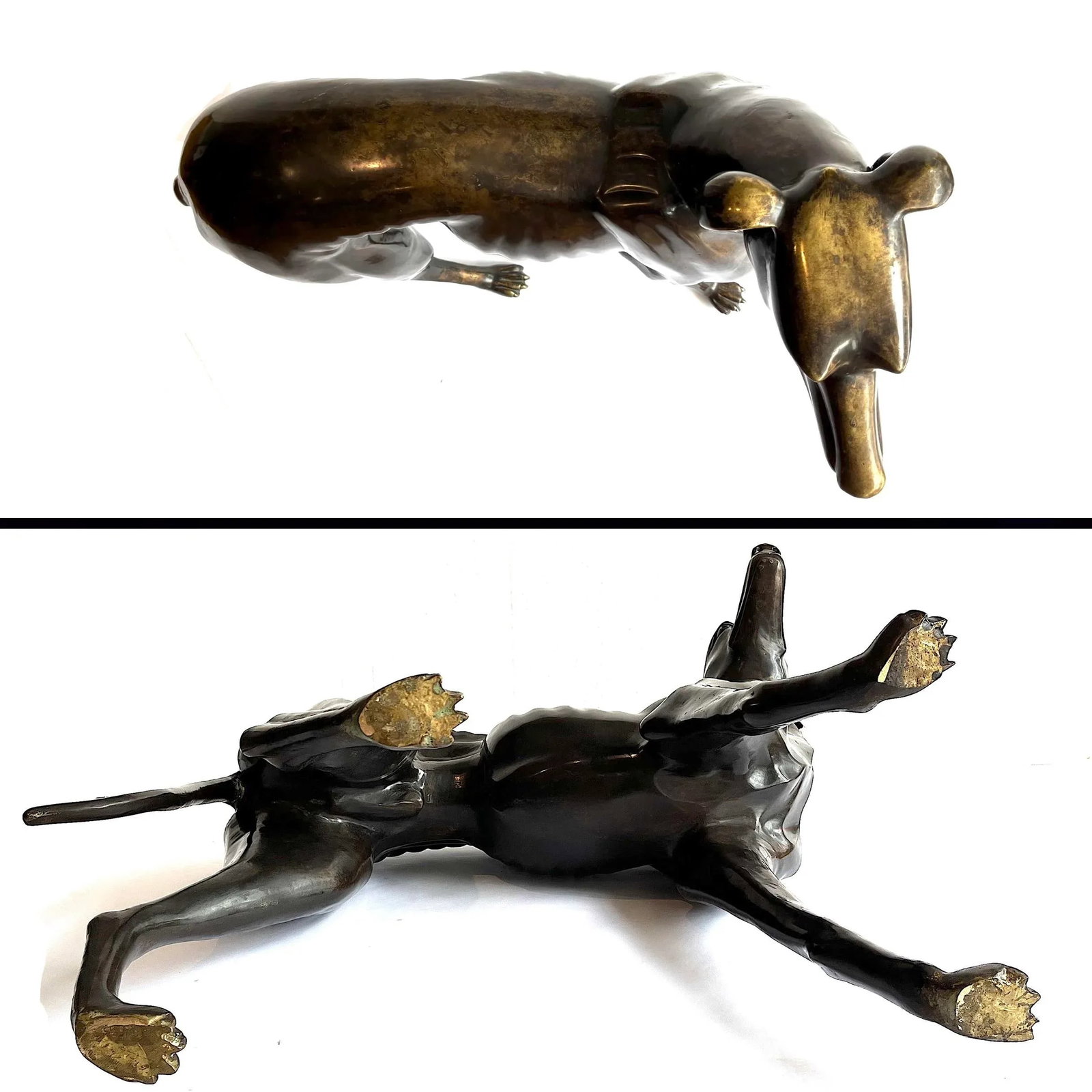Life-Sized Italian Bronze Whippets Greyhounds - a Pair - 6