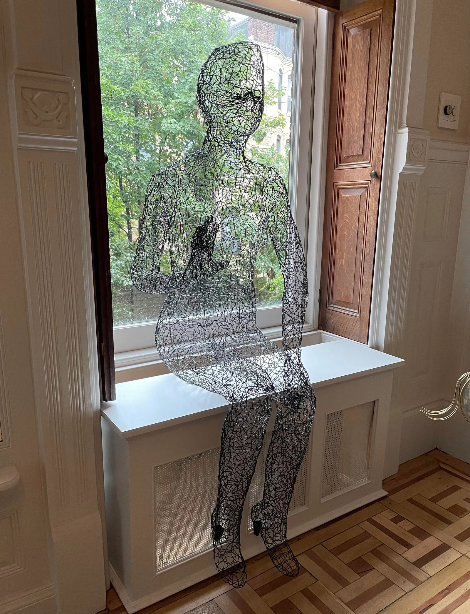Contemporary Wire Sculpture of Life-Size Female Figure in the Style of Antony Gormley - 5