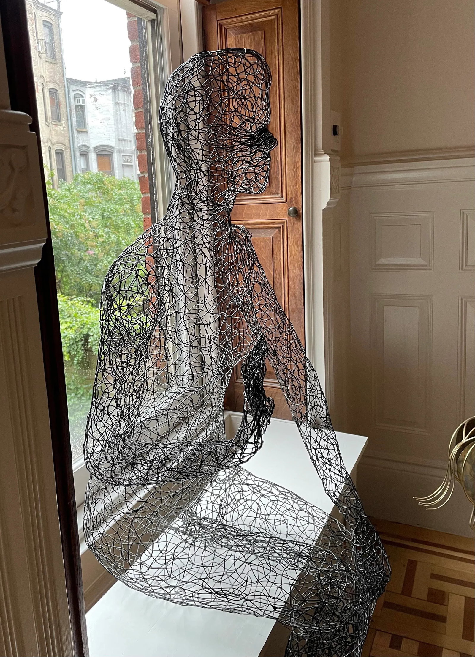 Contemporary Wire Sculpture of Life-Size Female Figure in the Style of Antony Gormley - 6