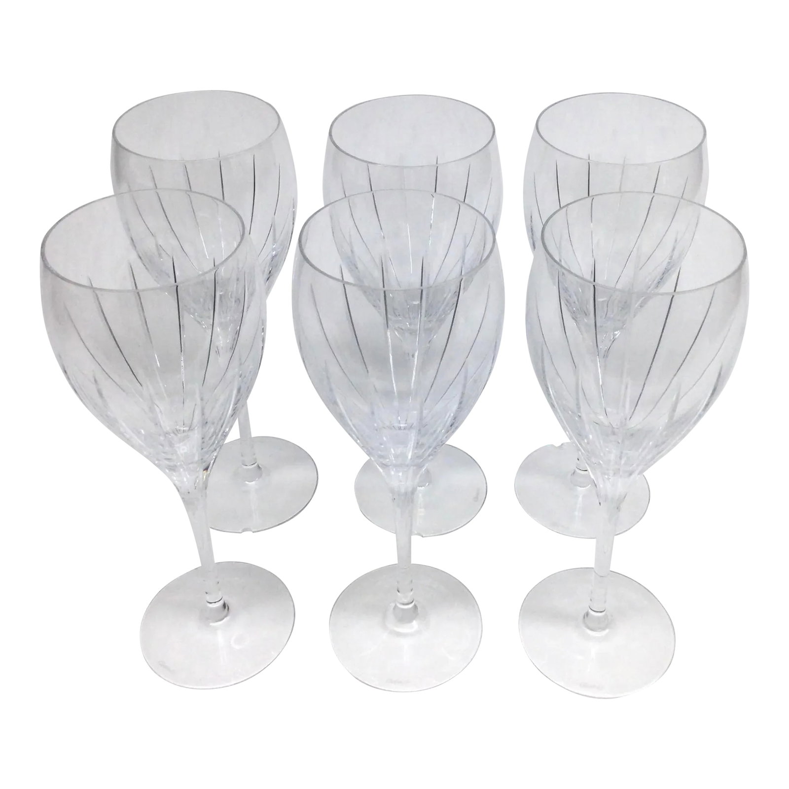 Vintage French Christofle Iriana Water Goblets: Beautiful never used vintage wine or water stemware glasses made in France by Christofle. These glasses are in the box as they were originally purchased. But during the shipping from France to the USA