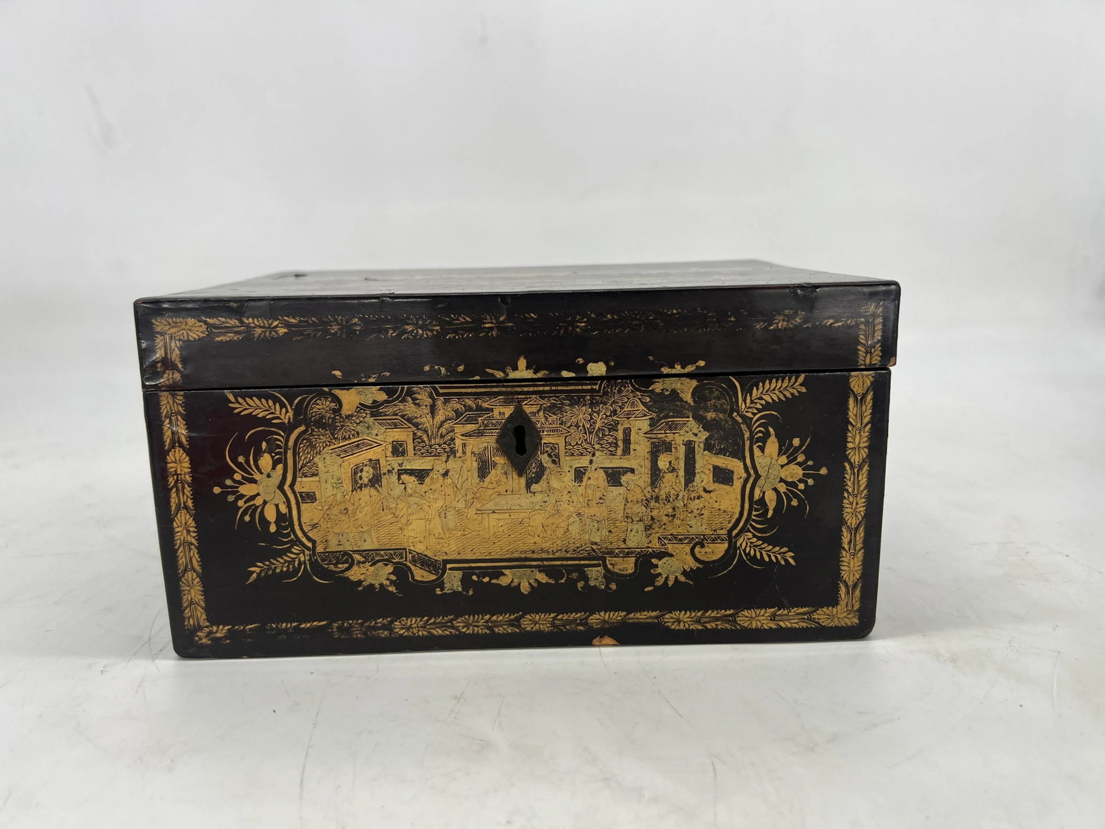 19th Century Chinese Export Lacquer Decorated Tea Caddy Box - 2