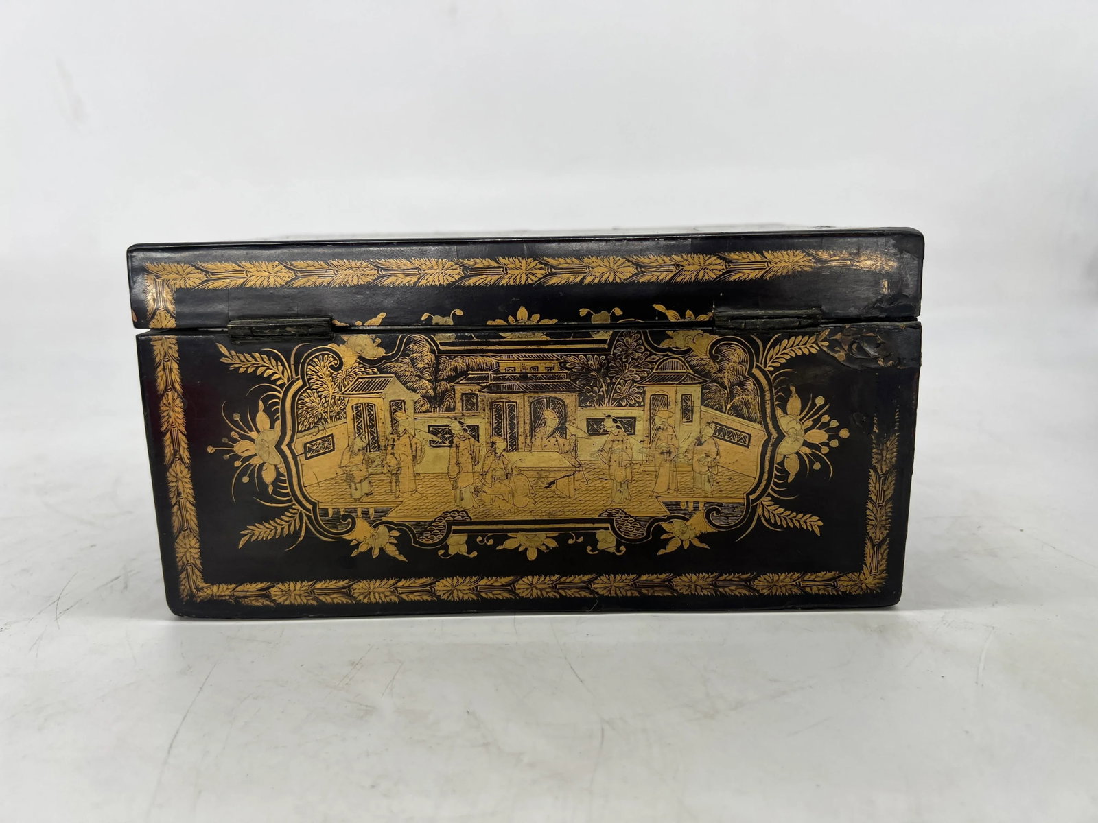 19th Century Chinese Export Lacquer Decorated Tea Caddy Box - 3
