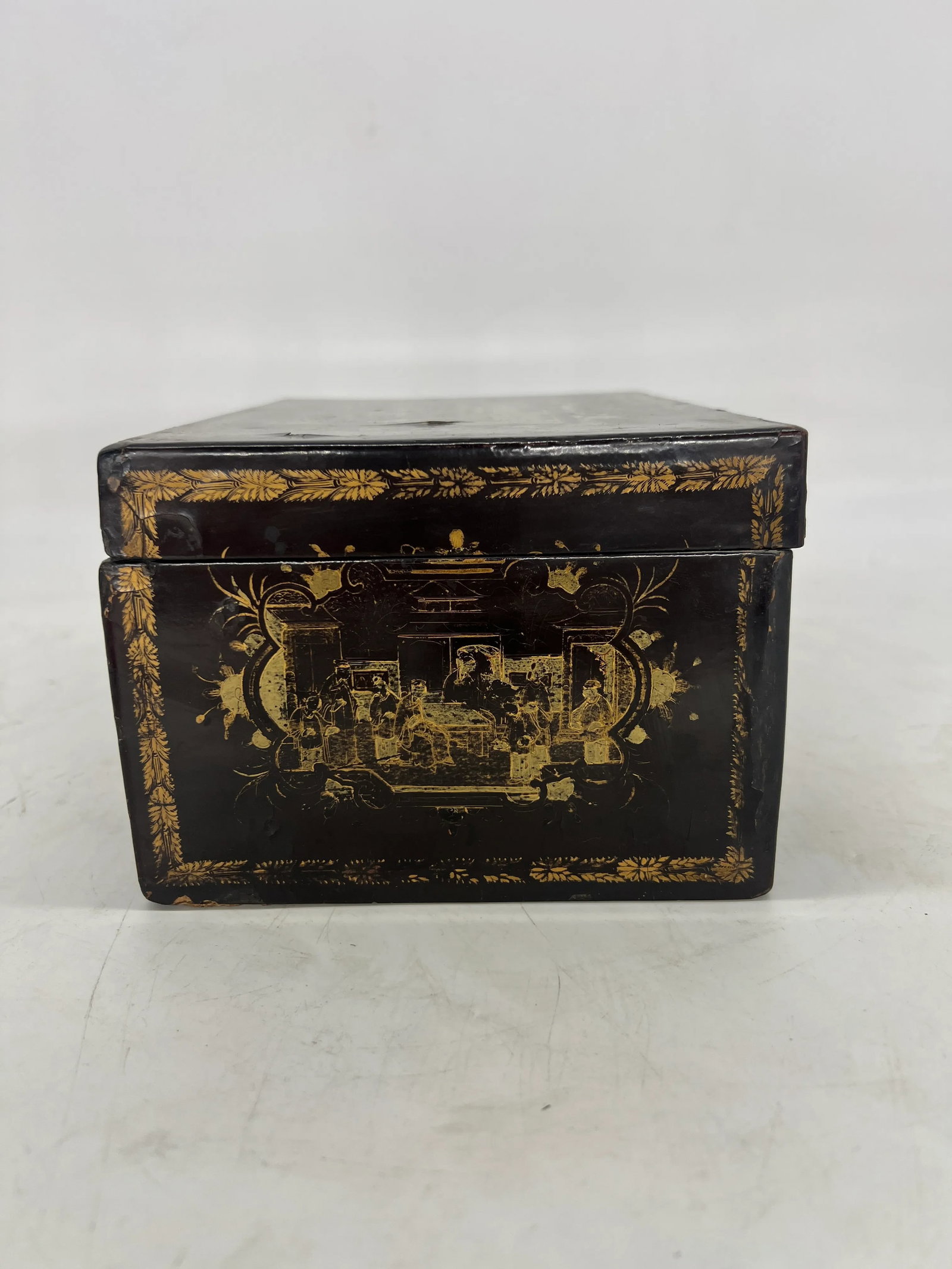 19th Century Chinese Export Lacquer Decorated Tea Caddy Box - 5