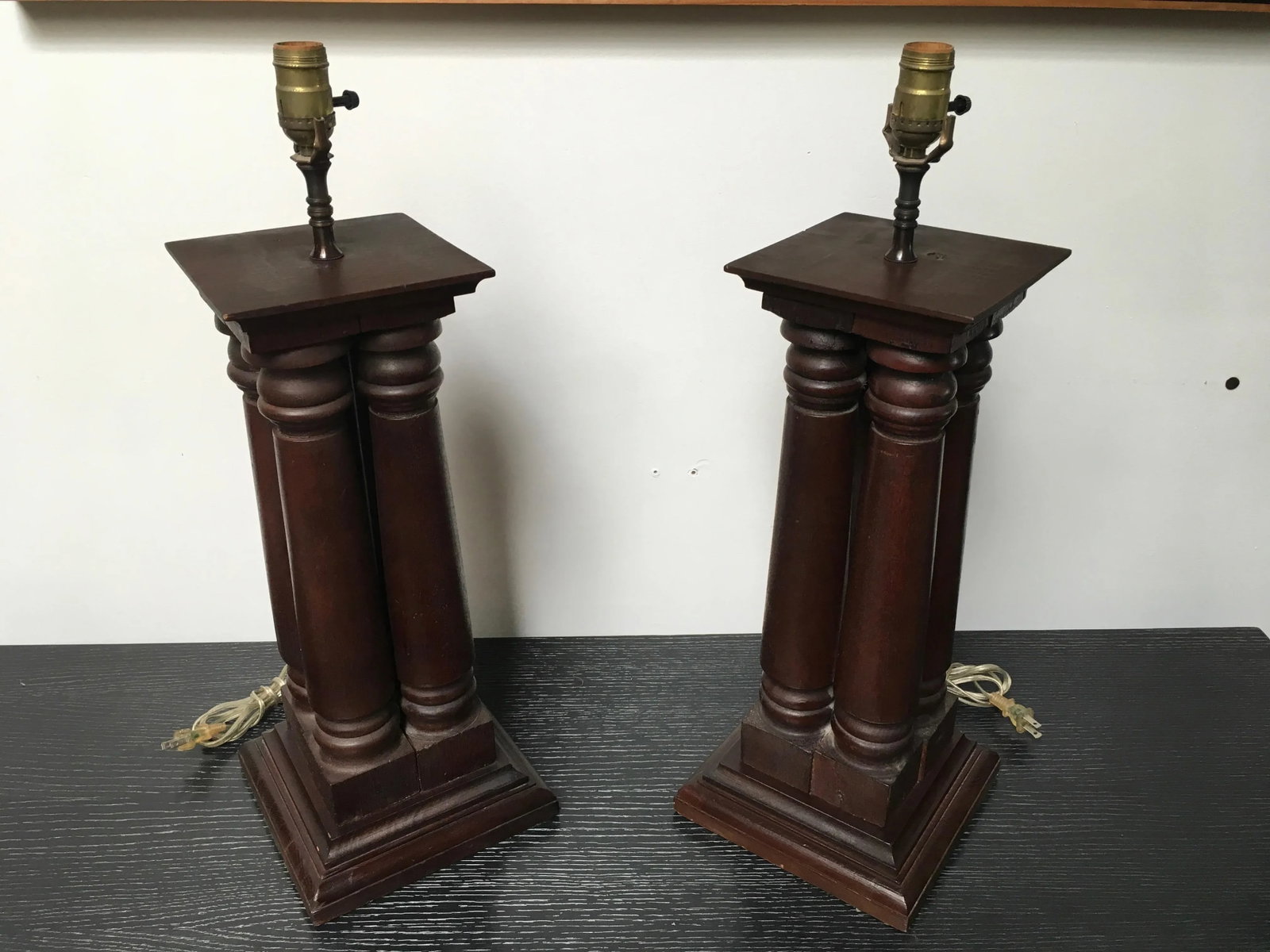 Early 20th Century Antique Wooden Architectural Table Lamps - a Pair - 2