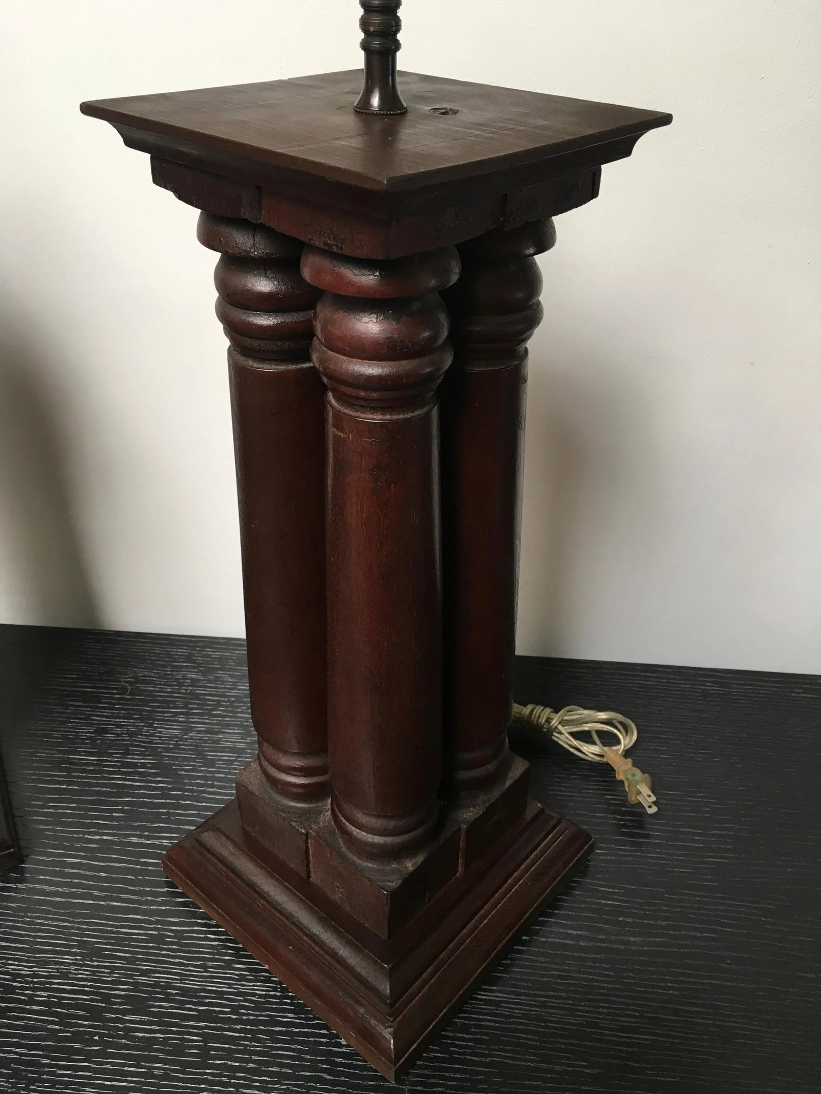 Early 20th Century Antique Wooden Architectural Table Lamps - a Pair - 5