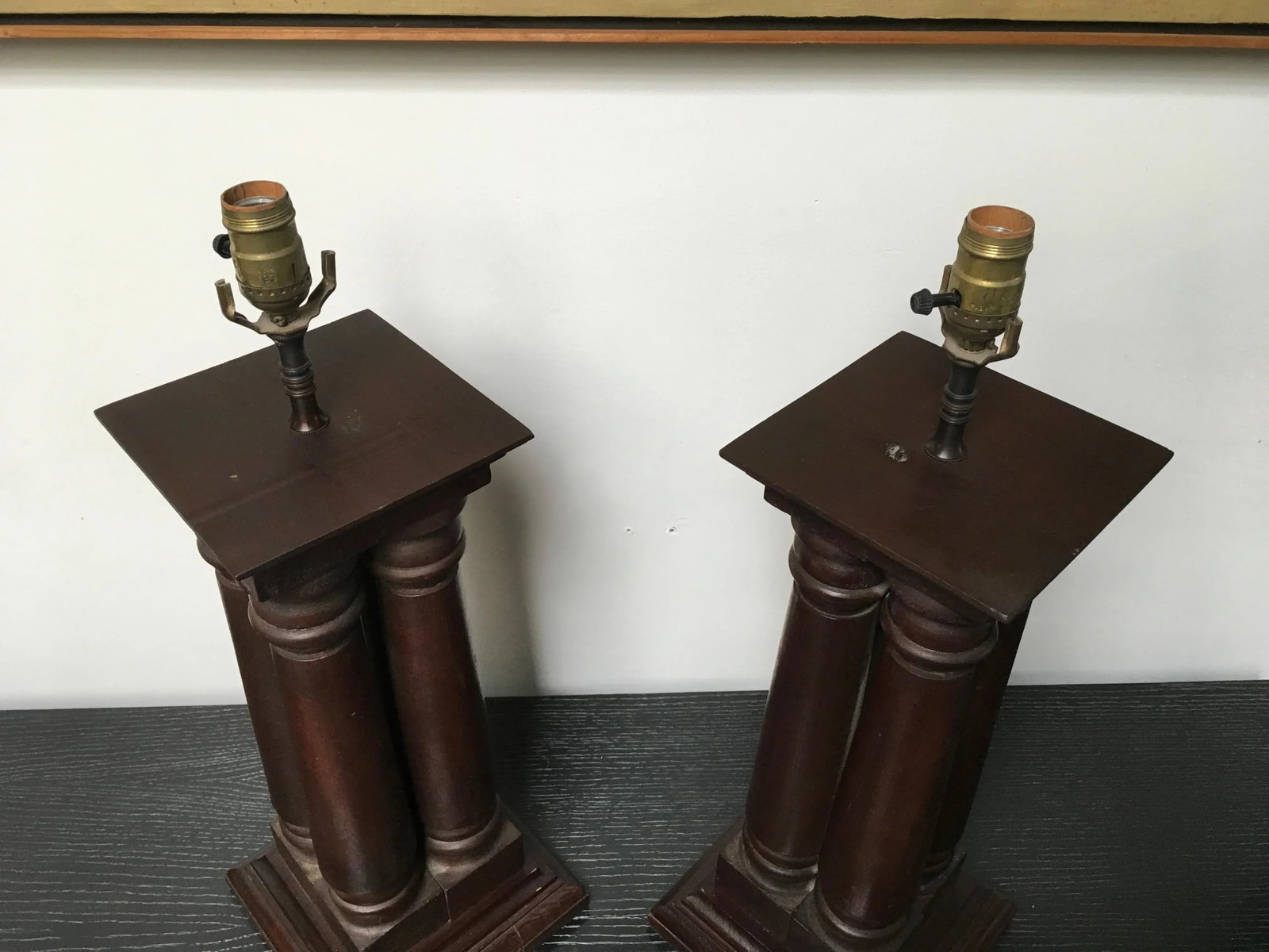 Early 20th Century Antique Wooden Architectural Table Lamps - a Pair - 8