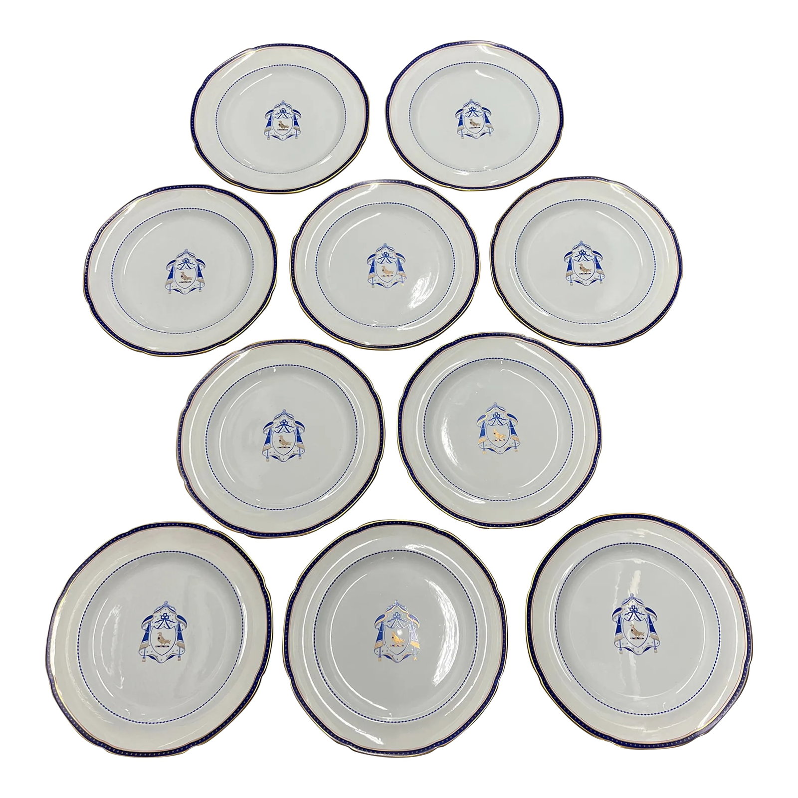 Set of 10, Antique Copeland Spode Armorial Dinner Plates C. 1950 (1 of 7)