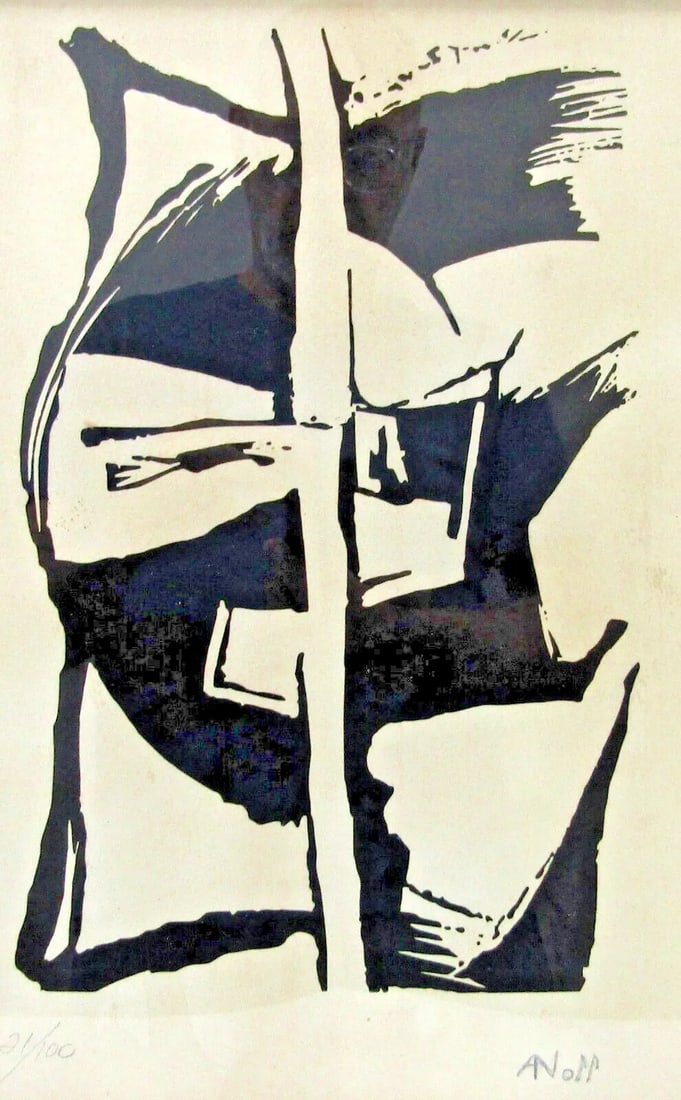 Alexandre Noll Untitled 1960's Signed Woodblock Print on Paper Edition 2 of 100 - 2