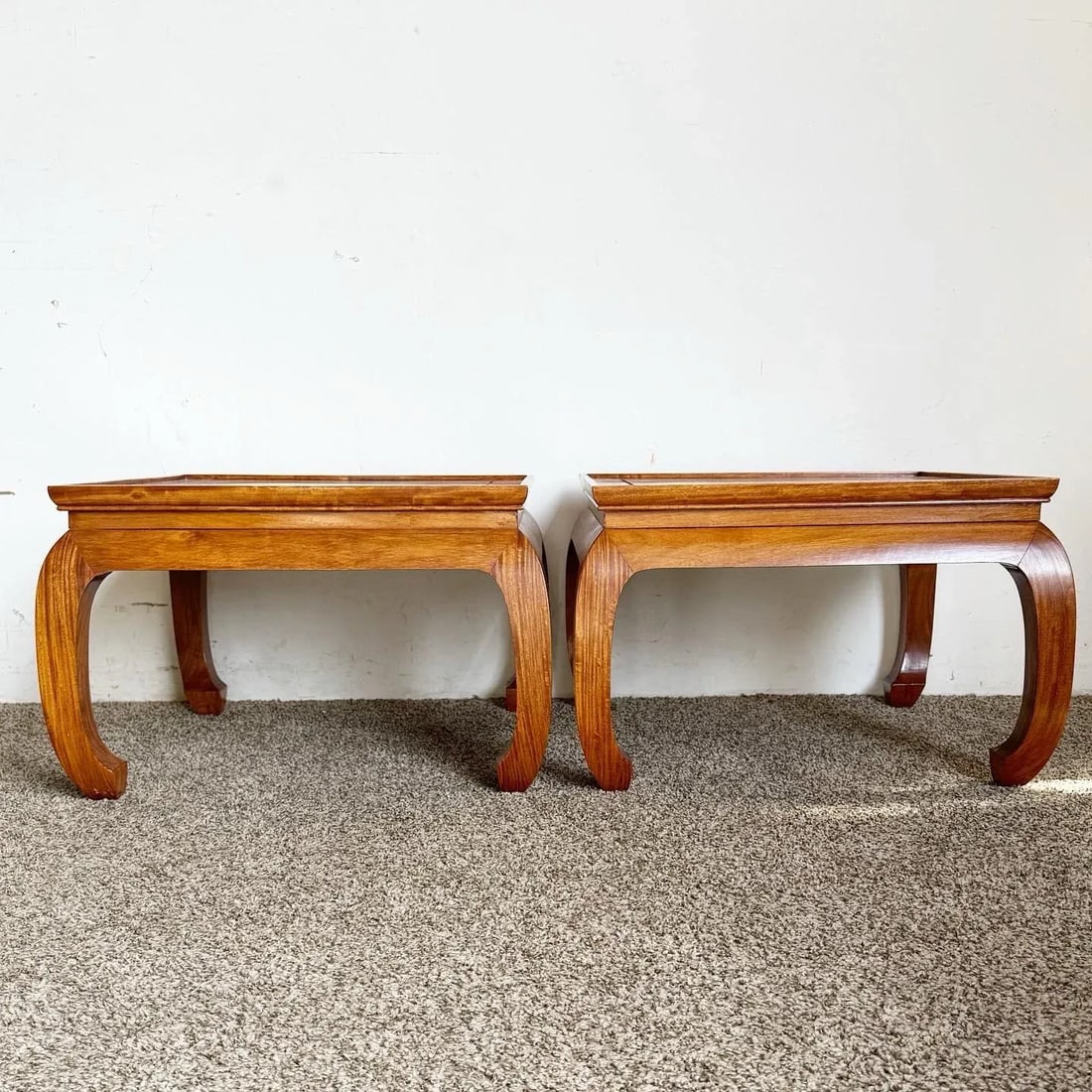 Chinoiserie Ming Style Wooden Side Tables - a Pair - 3